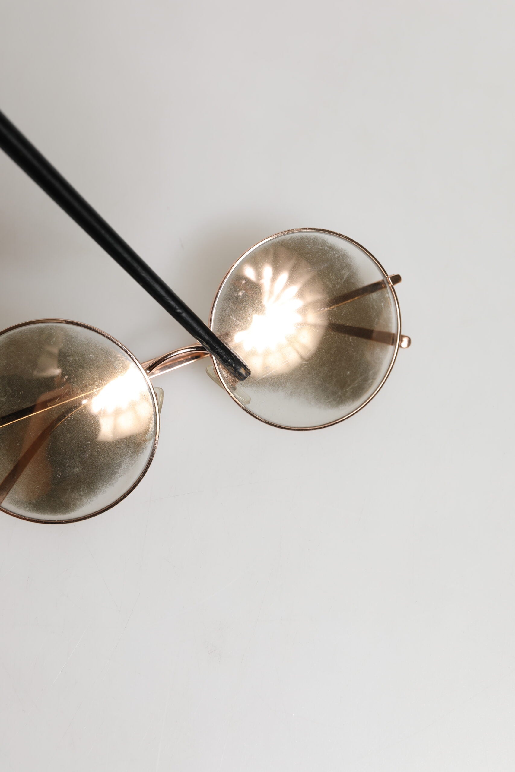 Dolce &amp; Gabbana Rosaforgyldte Runde Glas Solbriller