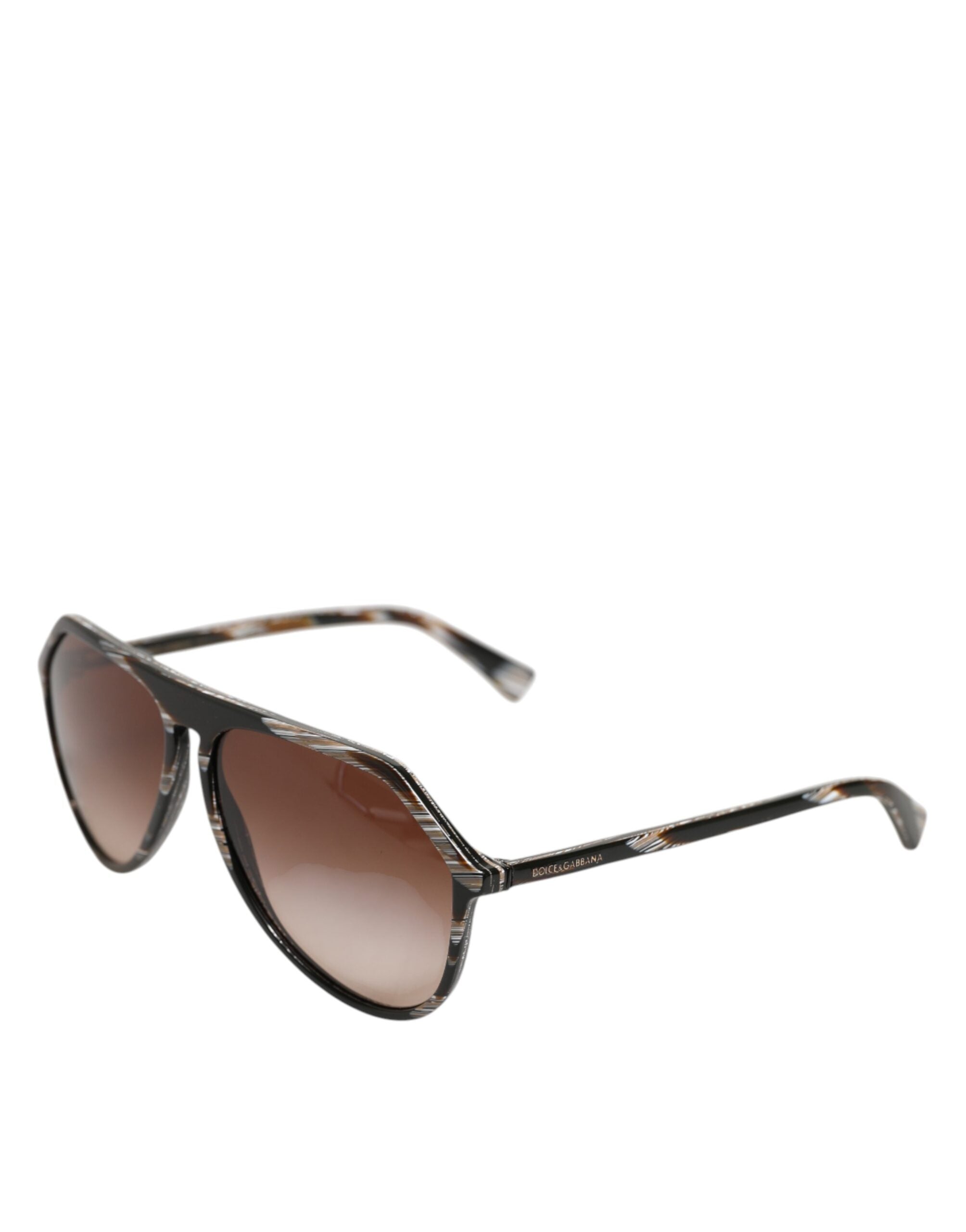 Dolce & Gabbana Modificerede Aviator Stribede Brune Acetat Gradient Solbriller