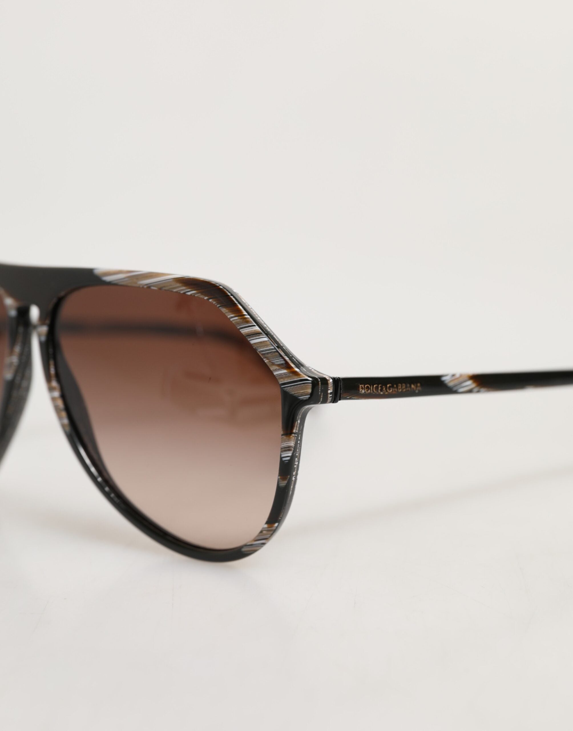 Dolce & Gabbana Modificerede Aviator Stribede Brune Acetat Gradient Solbriller