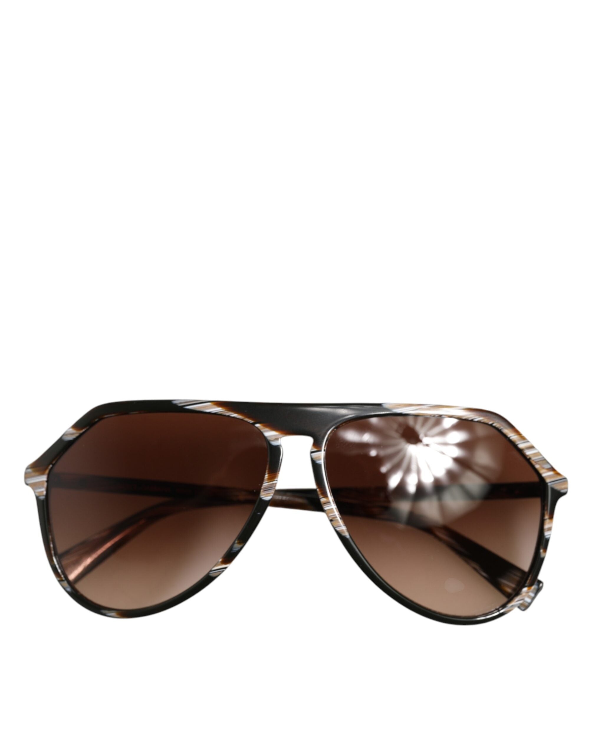 Dolce & Gabbana Modificerede Aviator Stribede Brune Acetat Gradient Solbriller