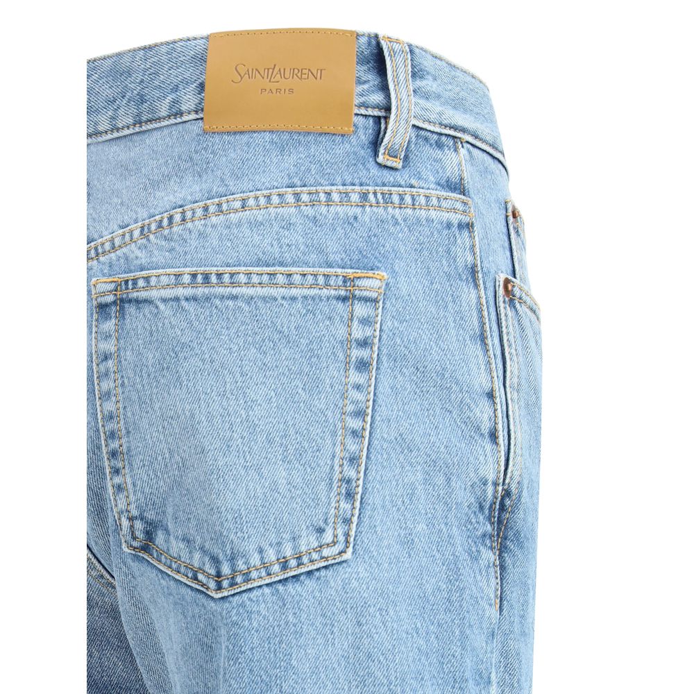 Saint Laurent Lyseblå Bomulds Jeans med Lige Ben