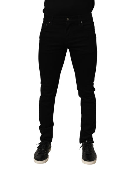 Dolce &amp; Gabbana sorte bomuldsstretch slim fit mænd denim jeans