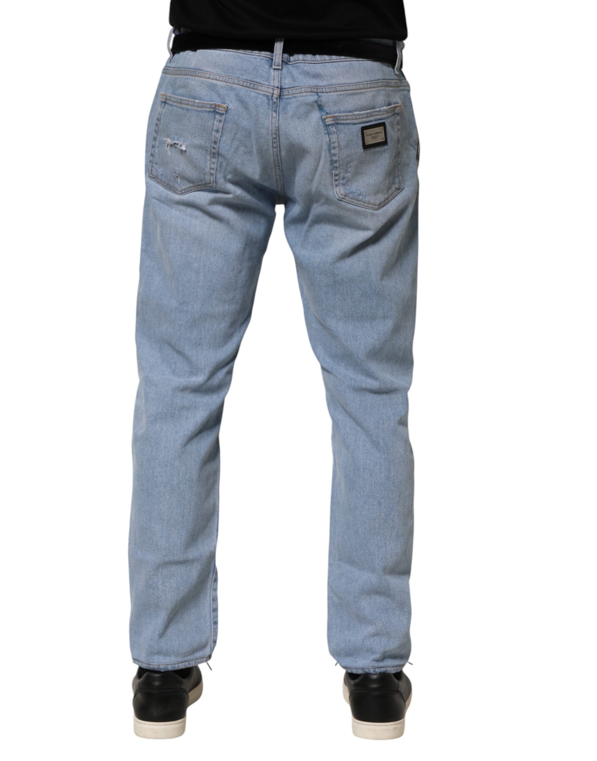 Dolce & Gabbana Blå Bomuld Slim Fit Denim Jeans