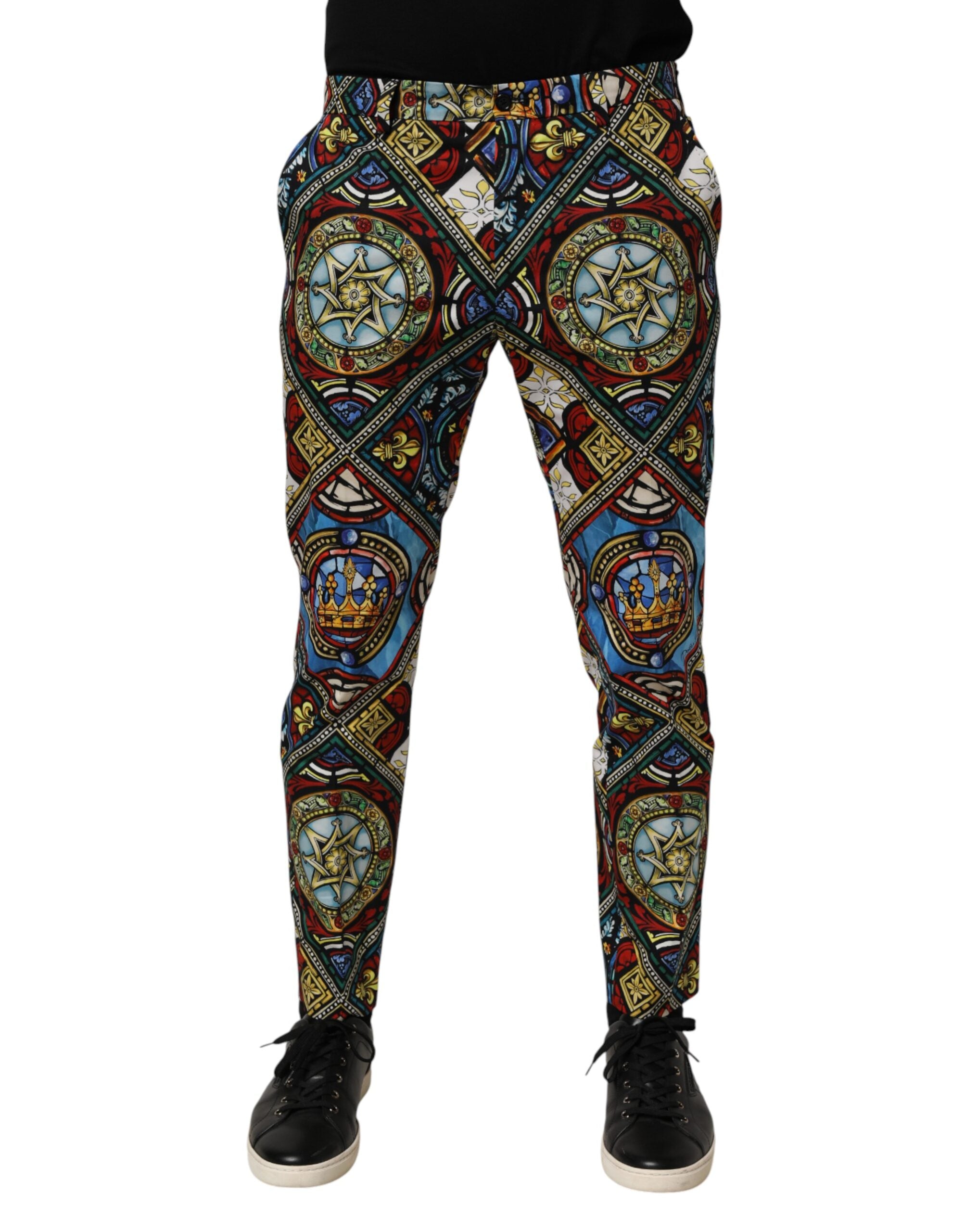 Dolce &amp; Gabbana Flerfarvede Farvede Glasvinduesprint Herrebukser