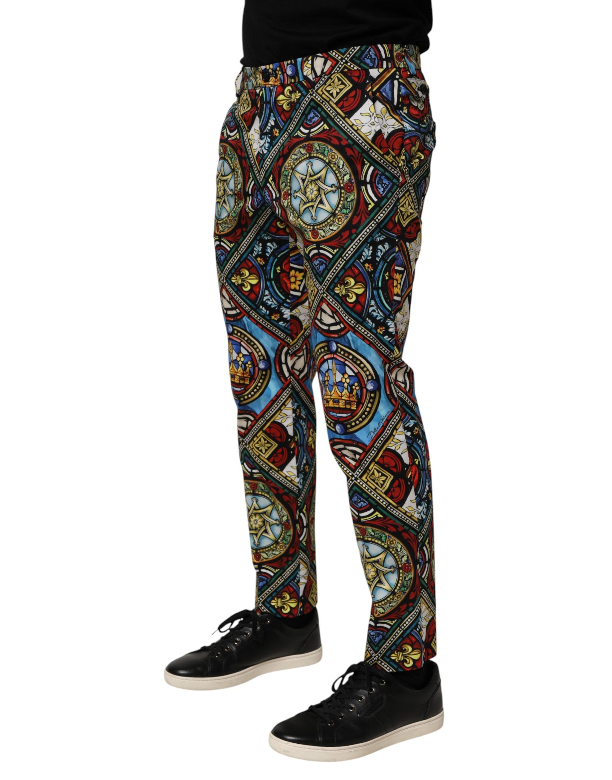 Dolce &amp; Gabbana Flerfarvede Farvede Glasvinduesprint Herrebukser