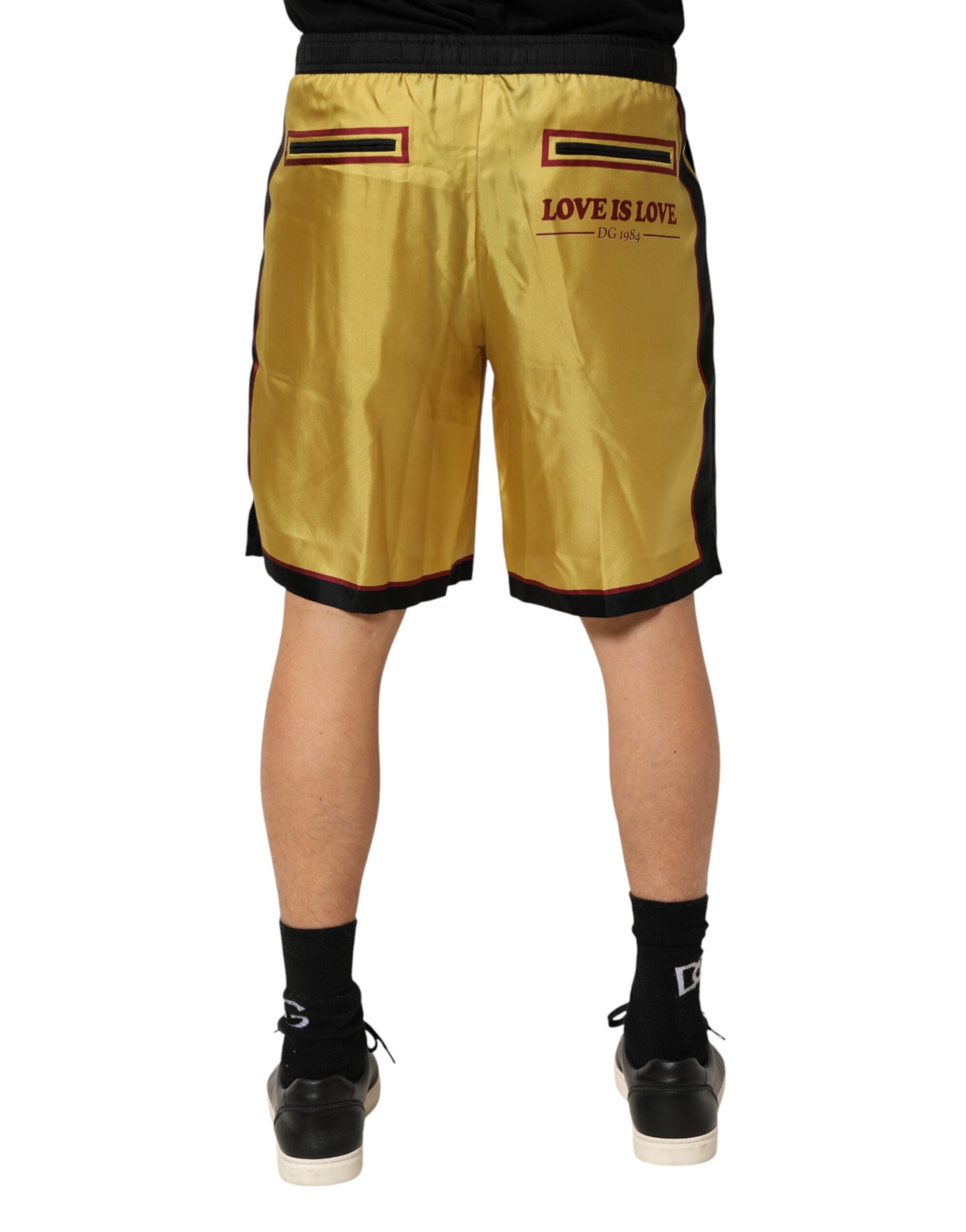 Dolce & Gabbana Gule Blomsterprint Silke Bermudashorts Til Herrer