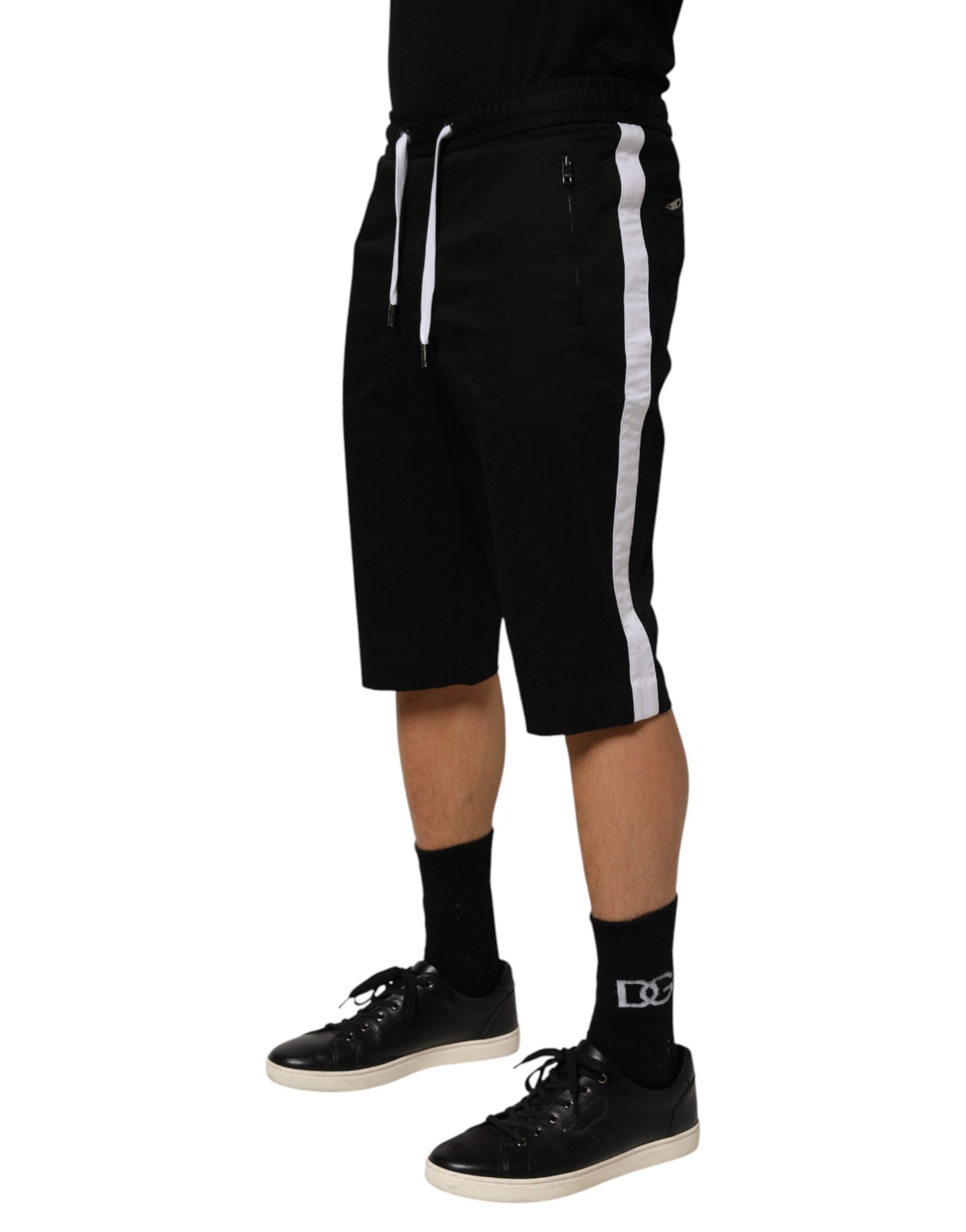 Dolce & Gabbana Sorte Bomuldsstretch Bermudashorts til Herrer