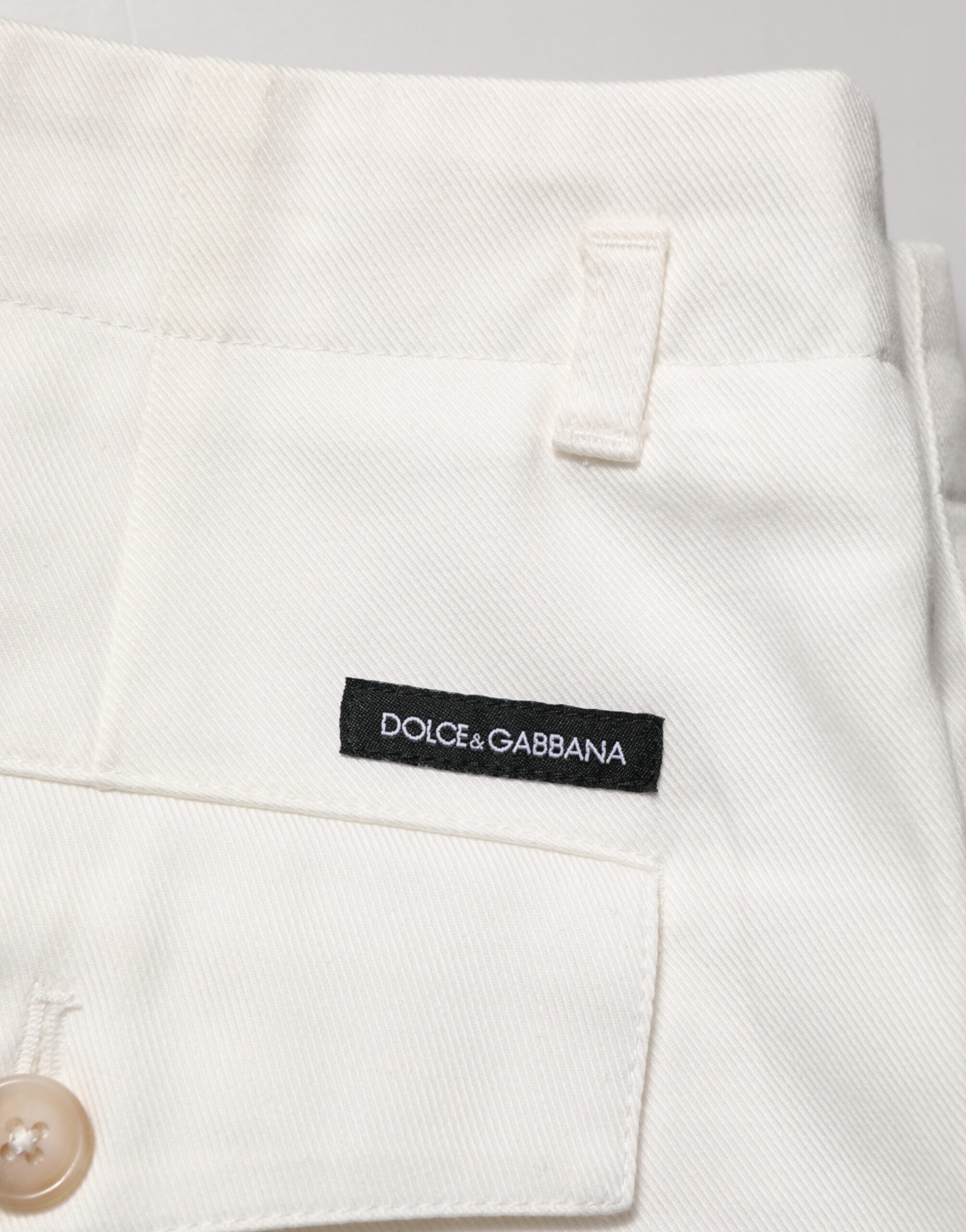 Dolce & Gabbana Hvide Bomulds Mellemhøj Talje Herre Bermudashorts