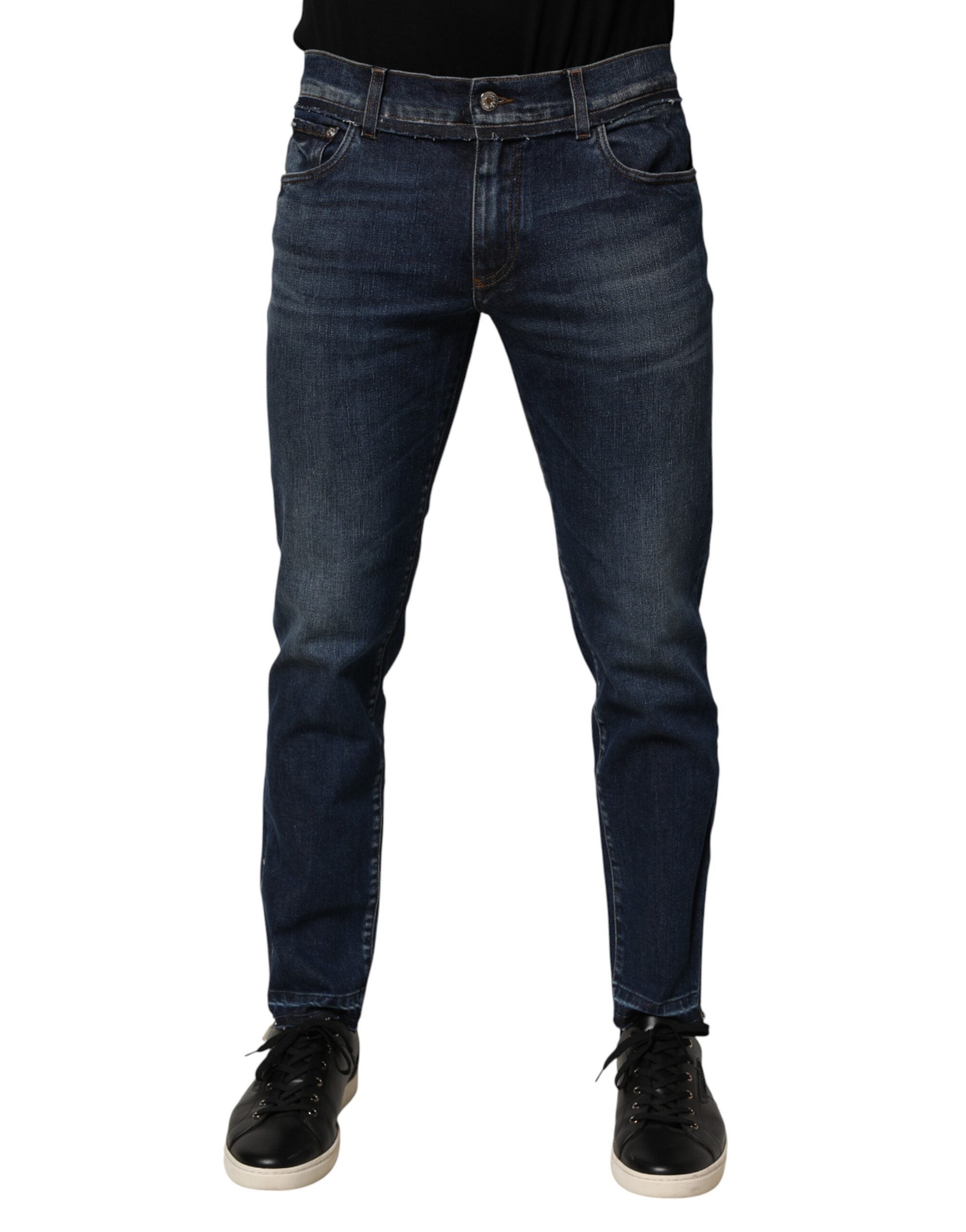 Dolce & Gabbana Blå Bomuldsstretch Skinny Herre Denim Jeans