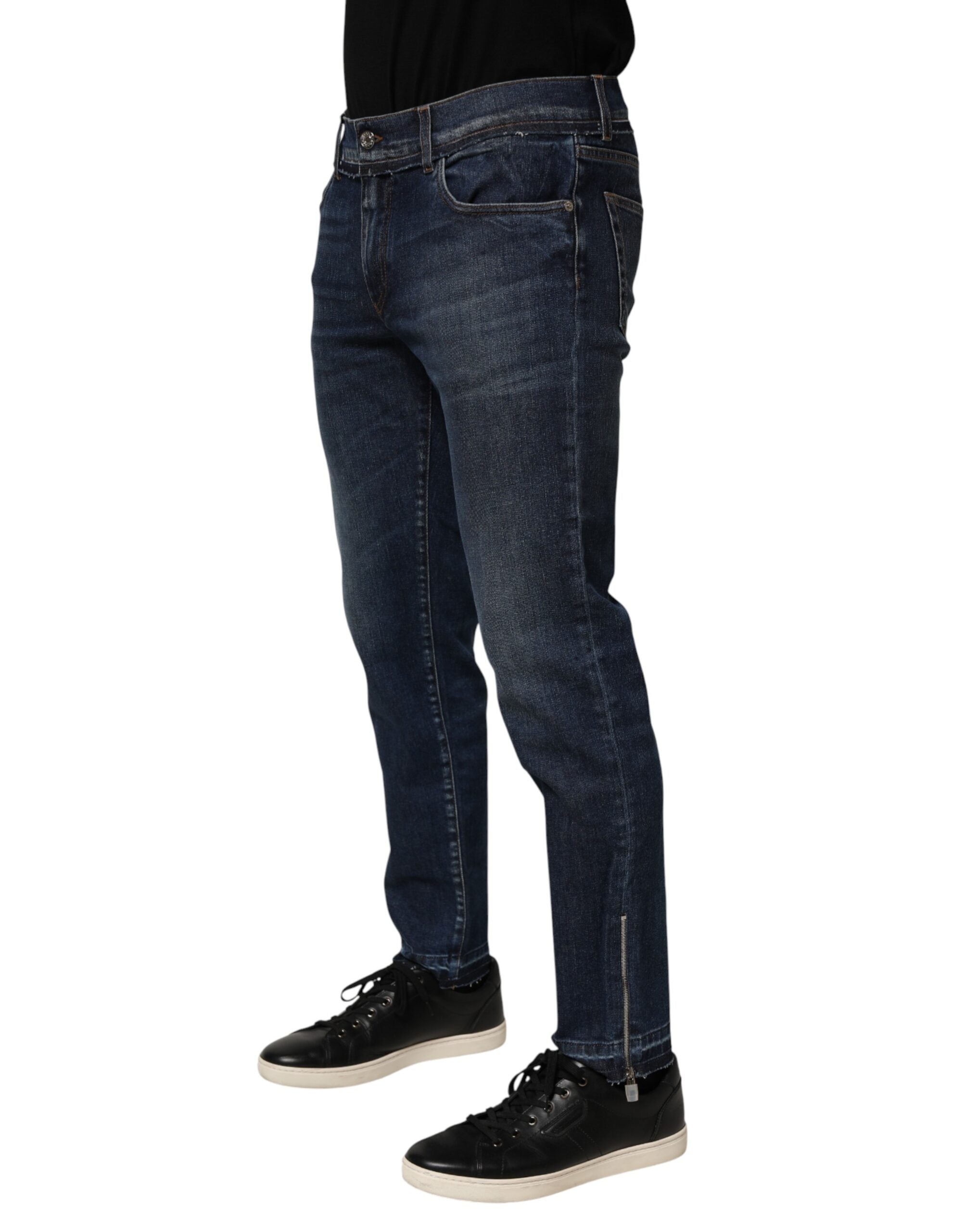 Dolce & Gabbana Blå Bomuldsstretch Skinny Herre Denim Jeans
