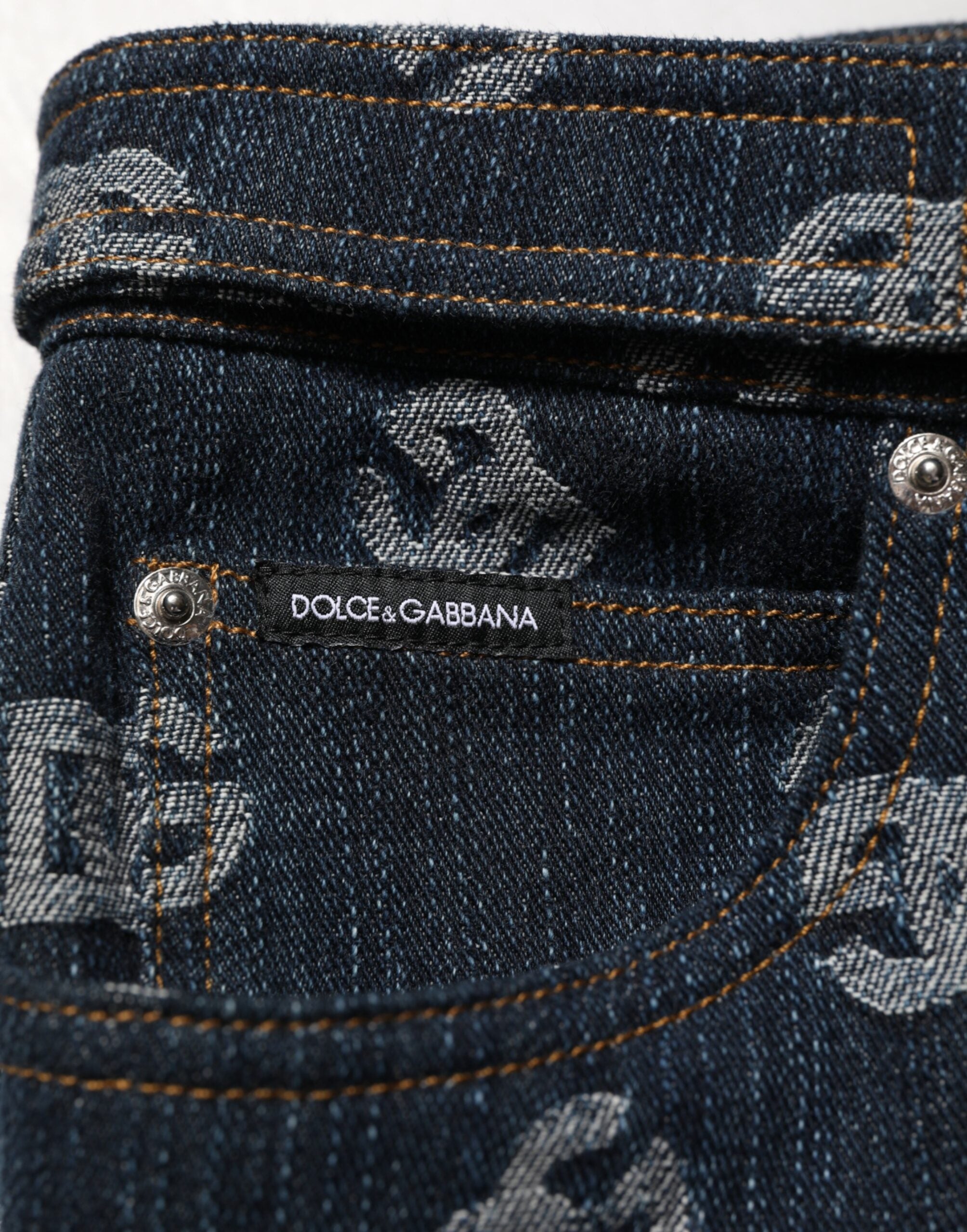 Dolce & Gabbana Blå Logo Print Lige Denim Herrejeans