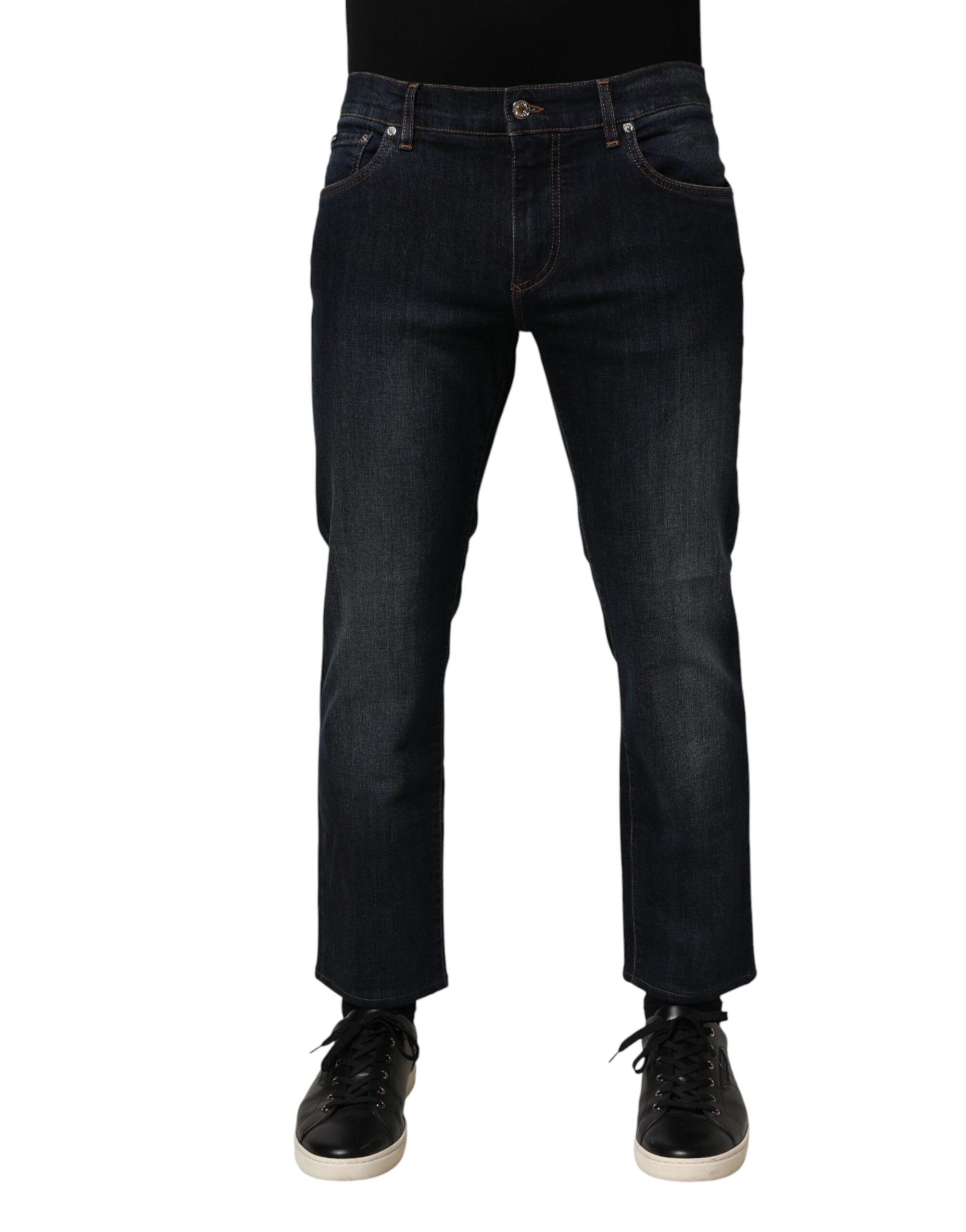 Dolce & Gabbana Mørkeblå Bomuld Skinny Herre Denim Jeans