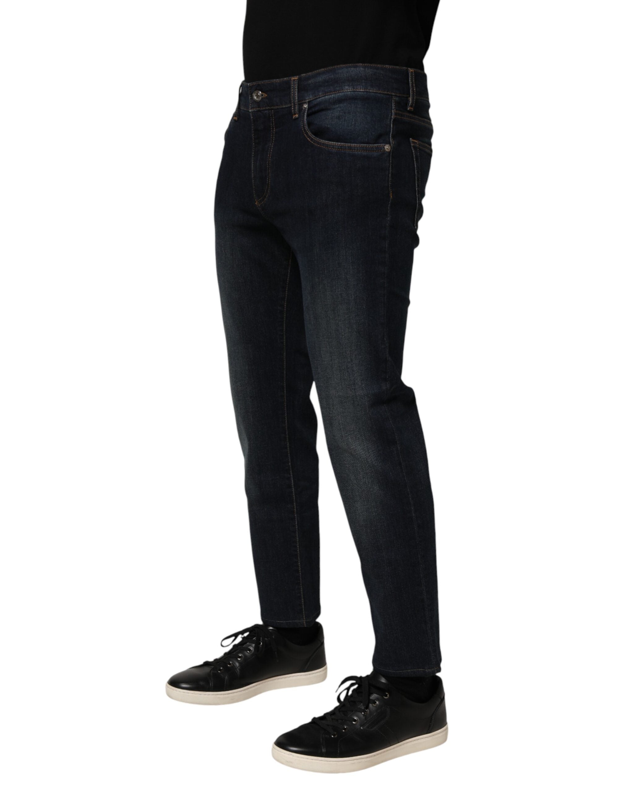 Dolce & Gabbana Mørkeblå Bomuld Skinny Herre Denim Jeans