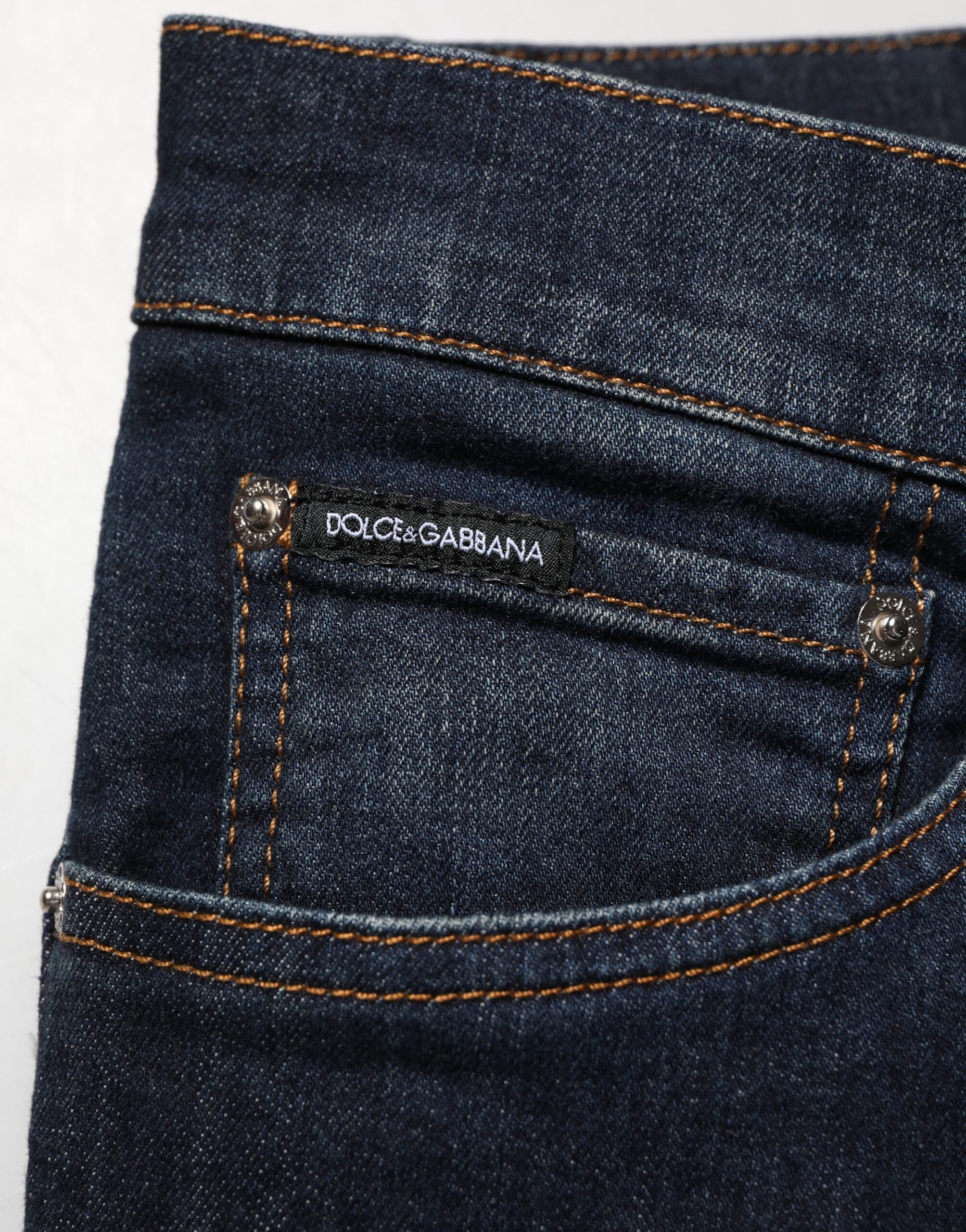 Dolce & Gabbana Mørkeblå Bomuld Skinny Herre Denim Jeans