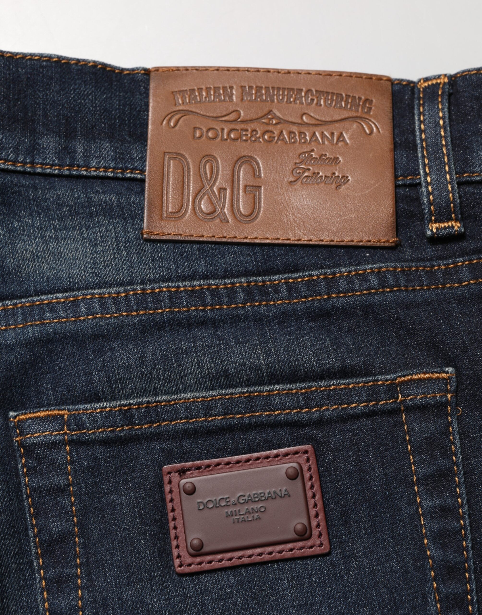 Dolce & Gabbana Mørkeblå Bomuld Skinny Herre Denim Jeans