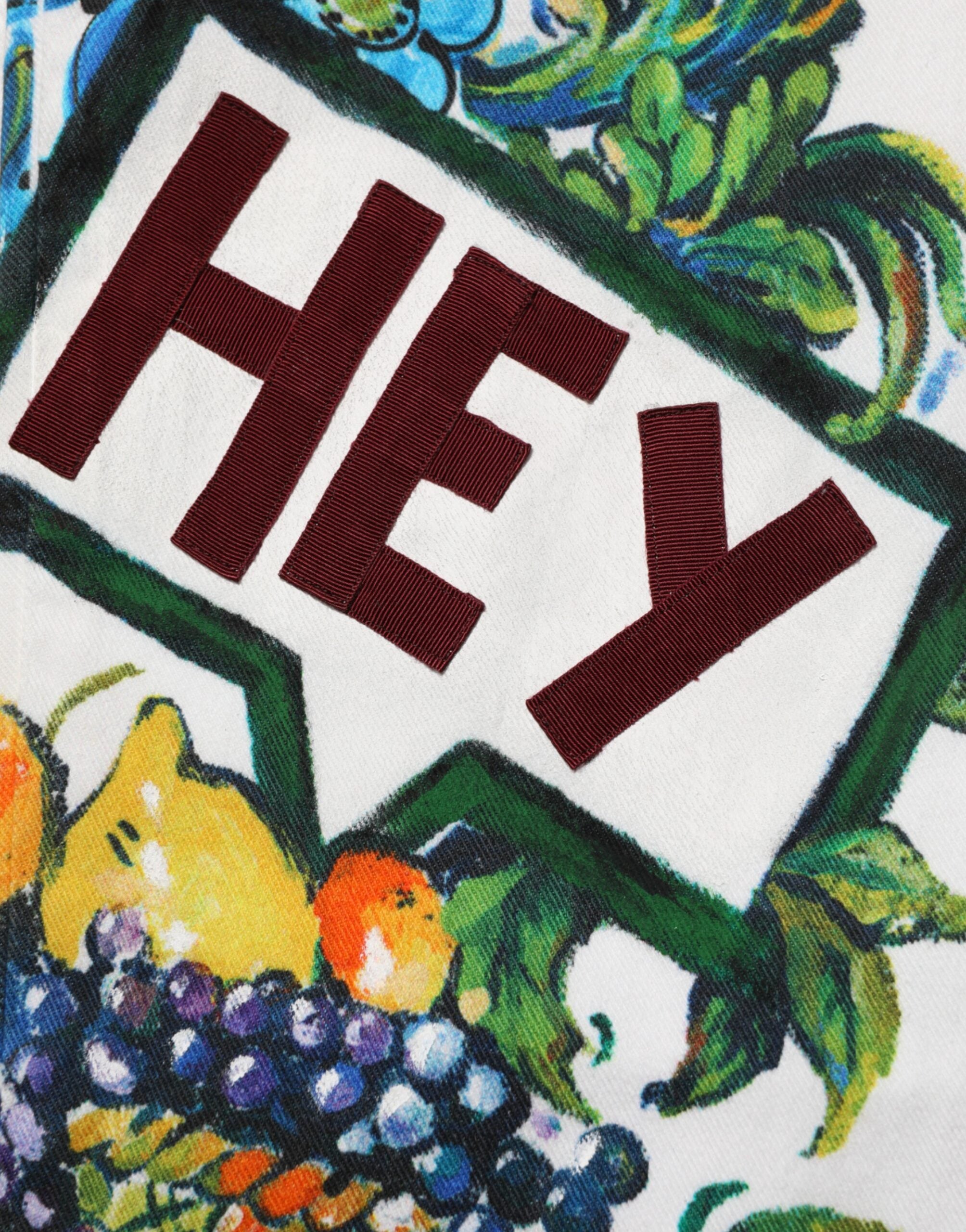 Dolce & Gabbana Hvide Graffiti Print Skinny GULD Denim Jeans