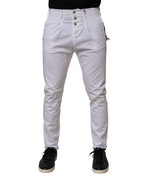 Daniele Alessandrini Hvide Slim Fit Denim Jeans i Bomuld med Stretch