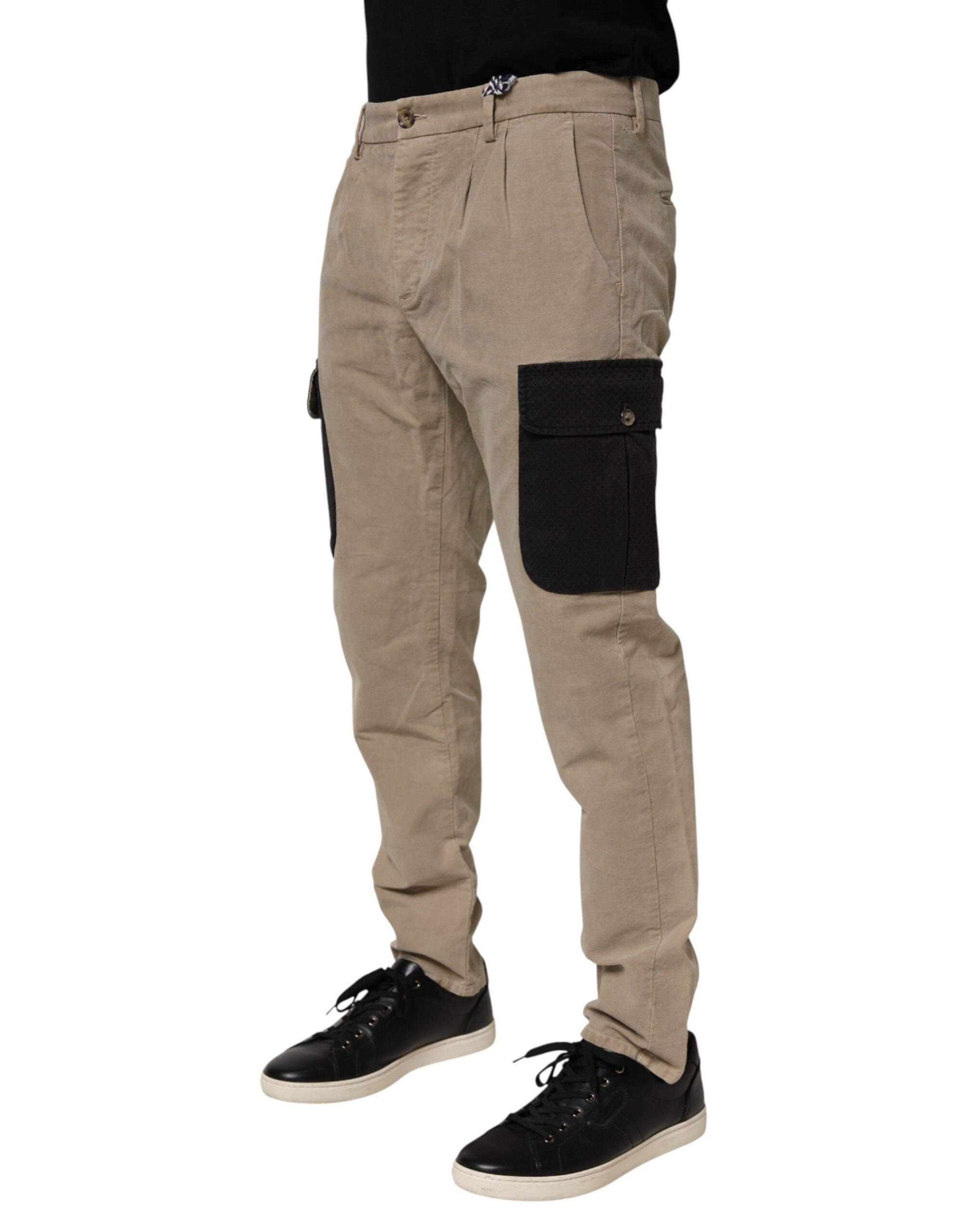 AT.P.CO Beige Mellemhøj Talje Skinny Herre Cargo Chino Bukser