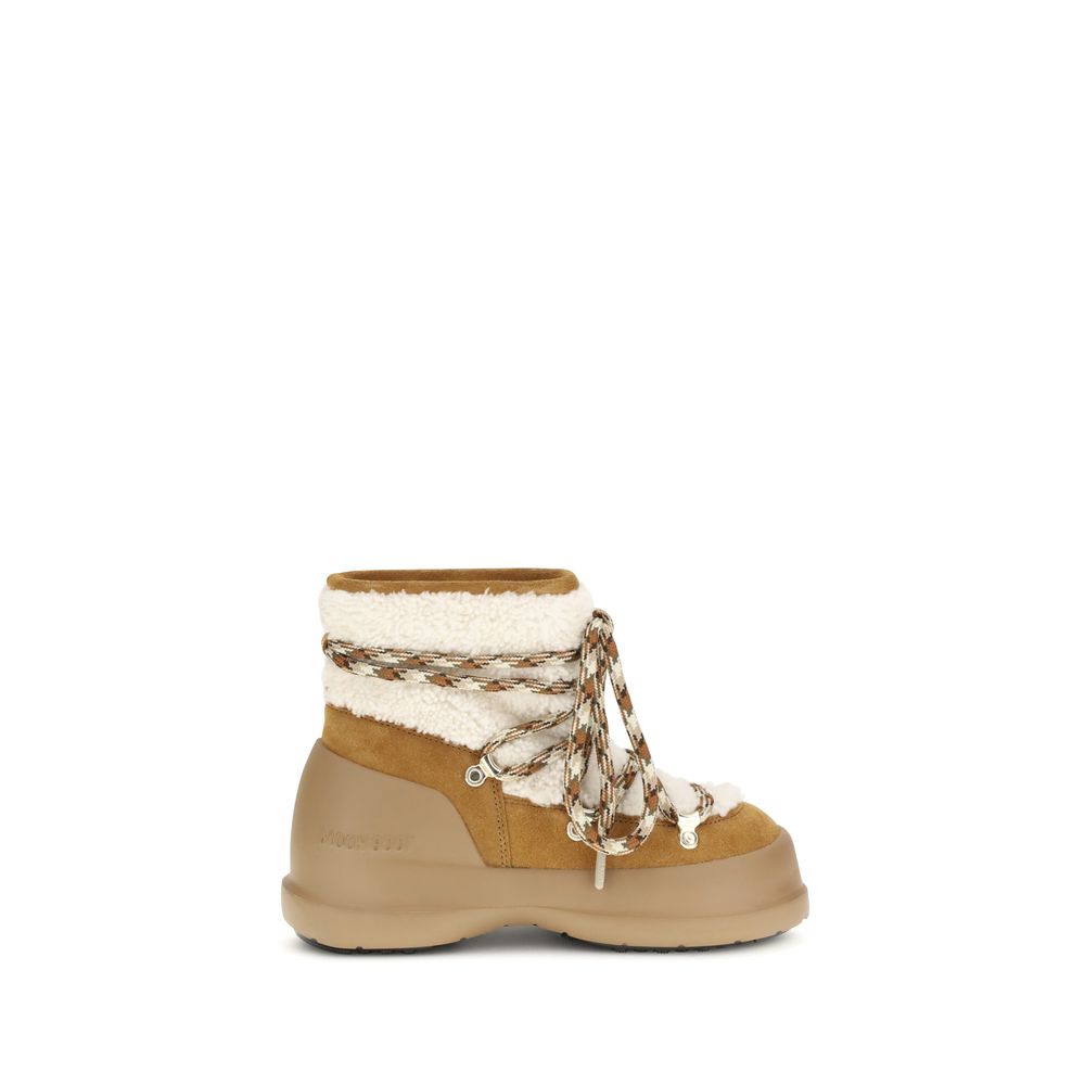 Moon Boot Beige Læder Ankelstøvler