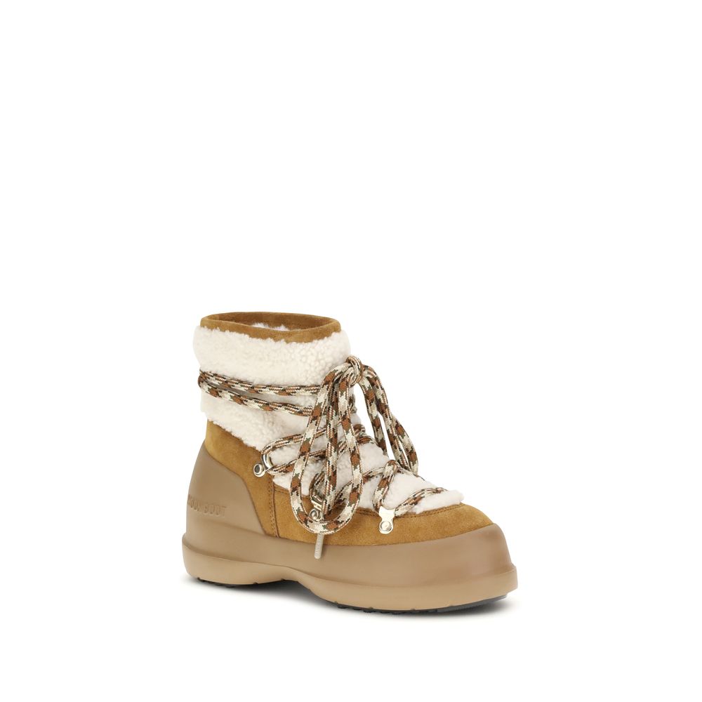 Moon Boot Beige Læder Ankelstøvler