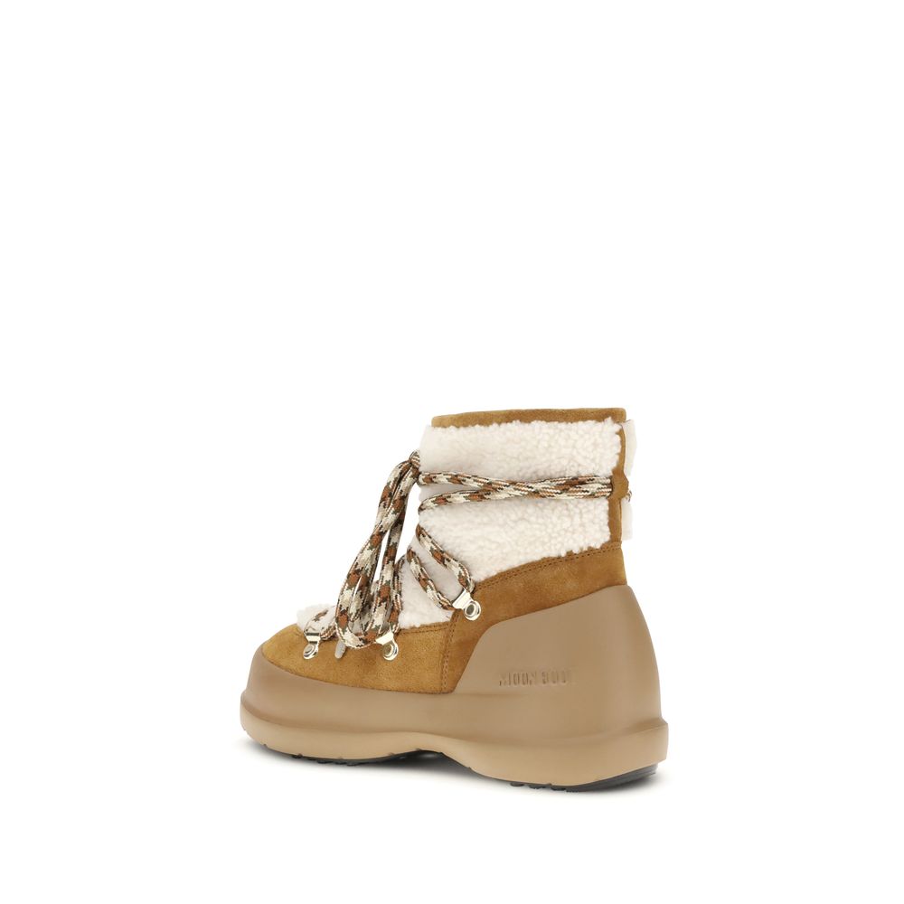 Moon Boot Beige Læder Ankelstøvler