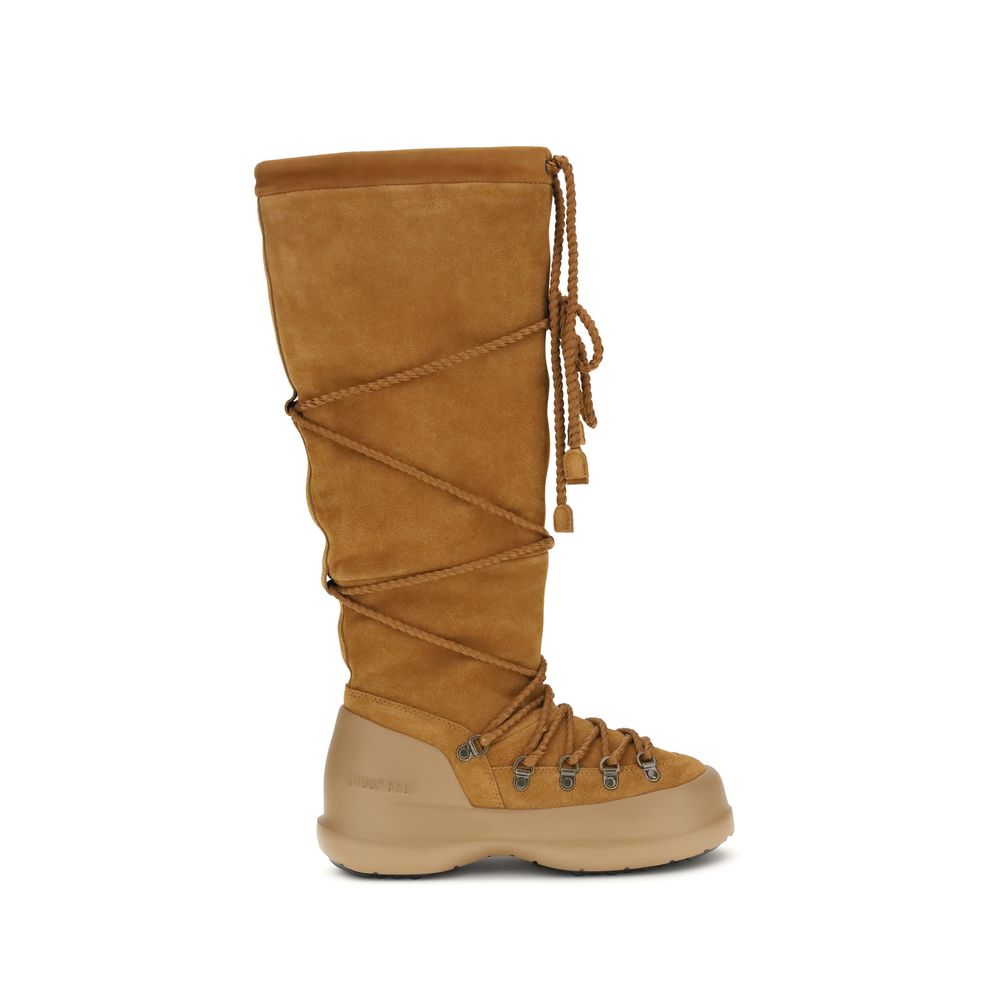 Moon Boot Brune Kalveskindsstøvler Bos Taurus i Snøre