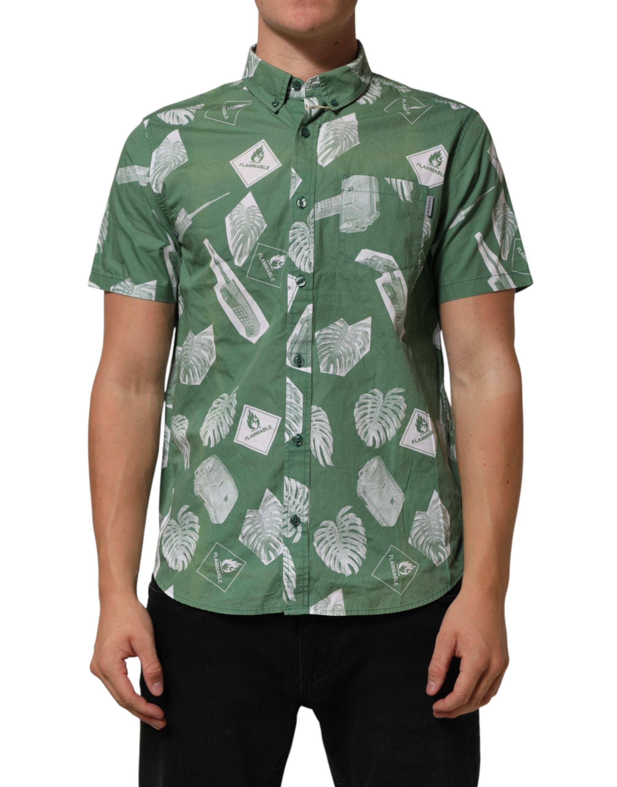 Carhartt Wip Green Printed Cotton Collared Short Sleeves Polo Shirt