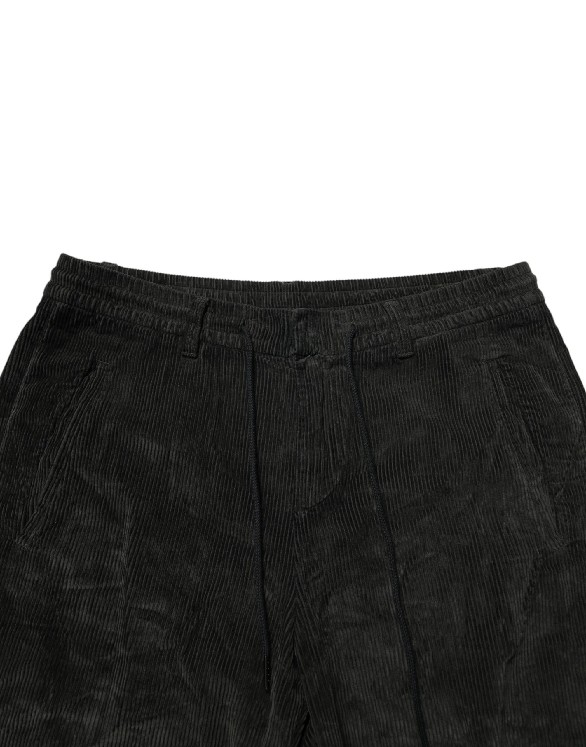 Dondup Sorte Mellemhøj Taljede Cropped Corduroy Herrebukser