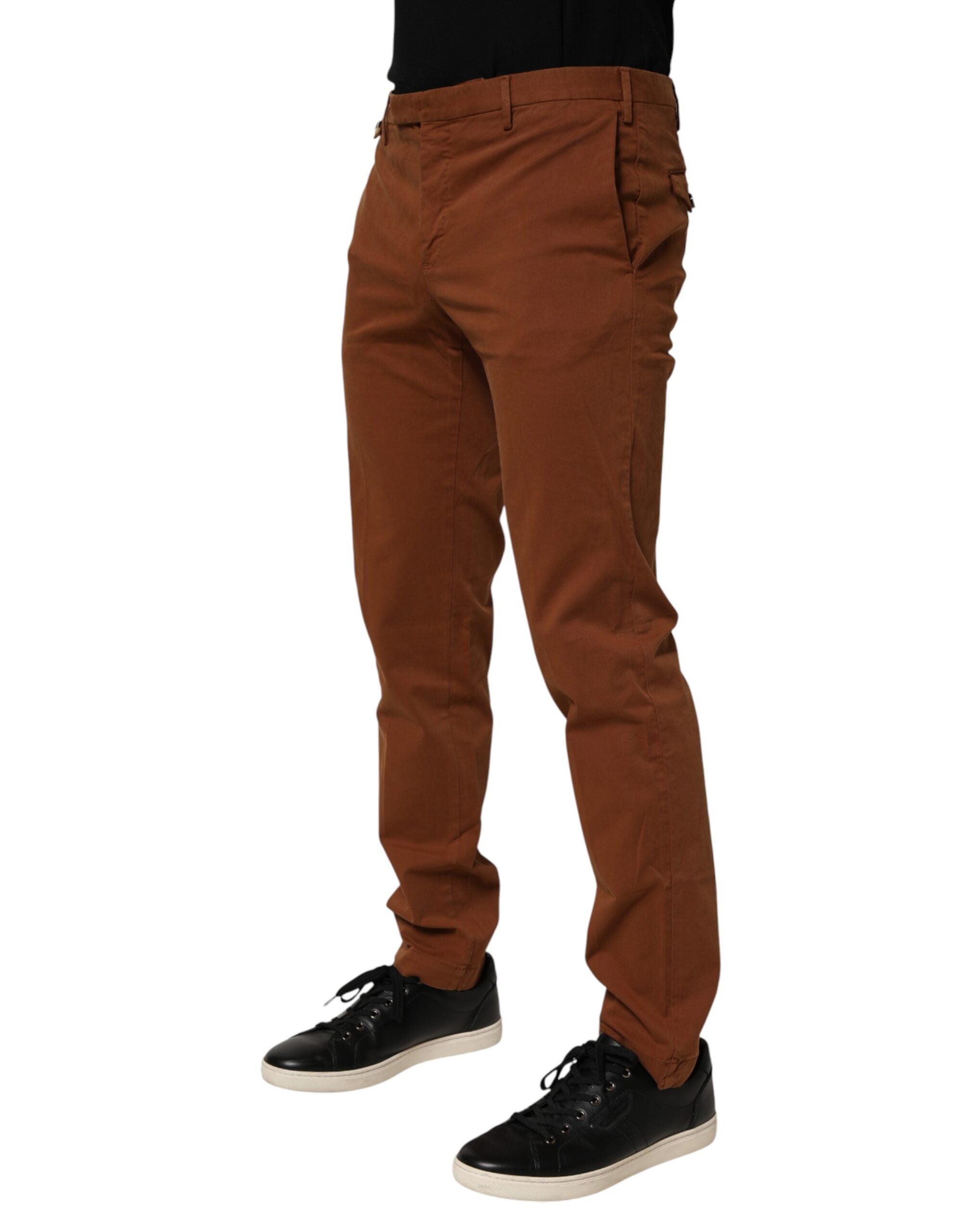 PT Torino Brown Men Skinny Chino Mid Waist Trouser Pants