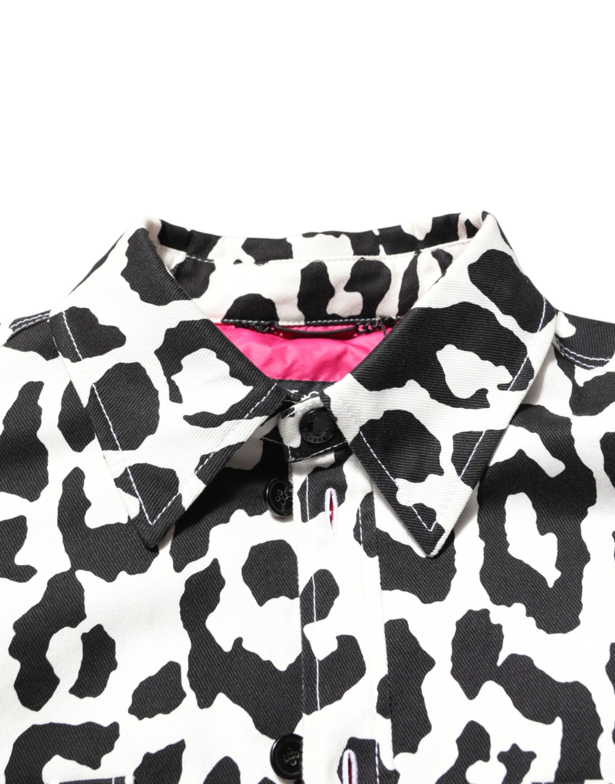 Dolce & Gabbana Sort Hvid Leopard Denim Blouson Sweater