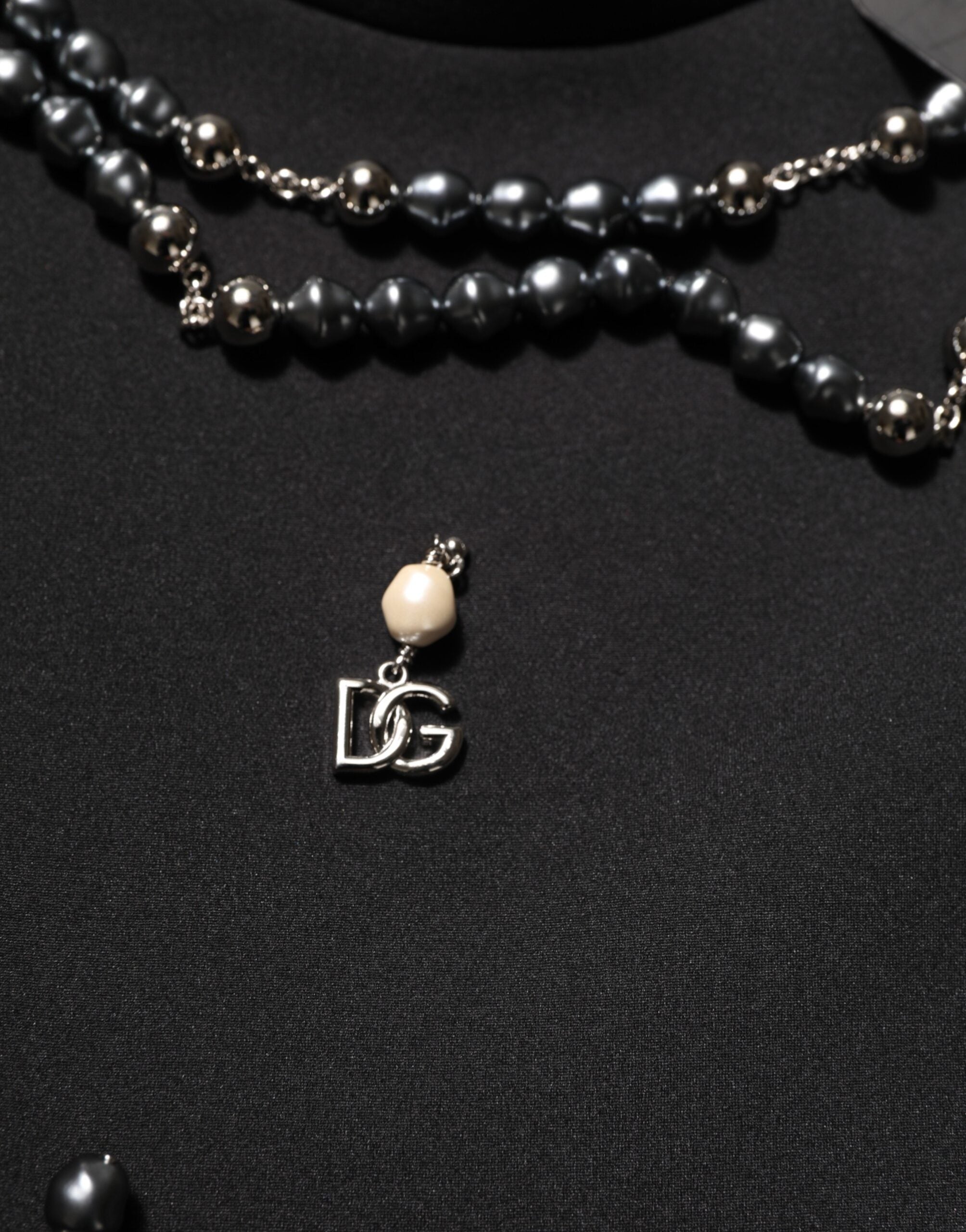 Dolce & Gabbana sort polyester halskæde udsmykket T-shirt