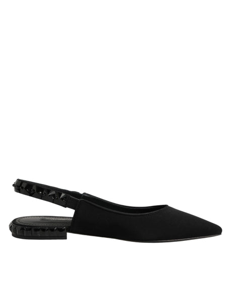 Dolce &amp; Gabbana Sorte Krystal Charmeuse Slingback Sko