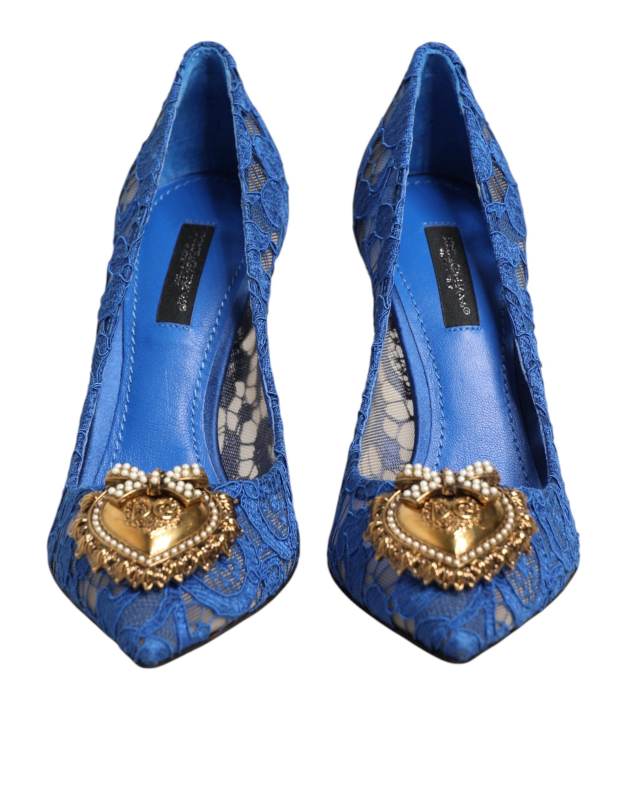 Dolce & Gabbana Blå Taormina Lace DEVOTION Pumps Sko