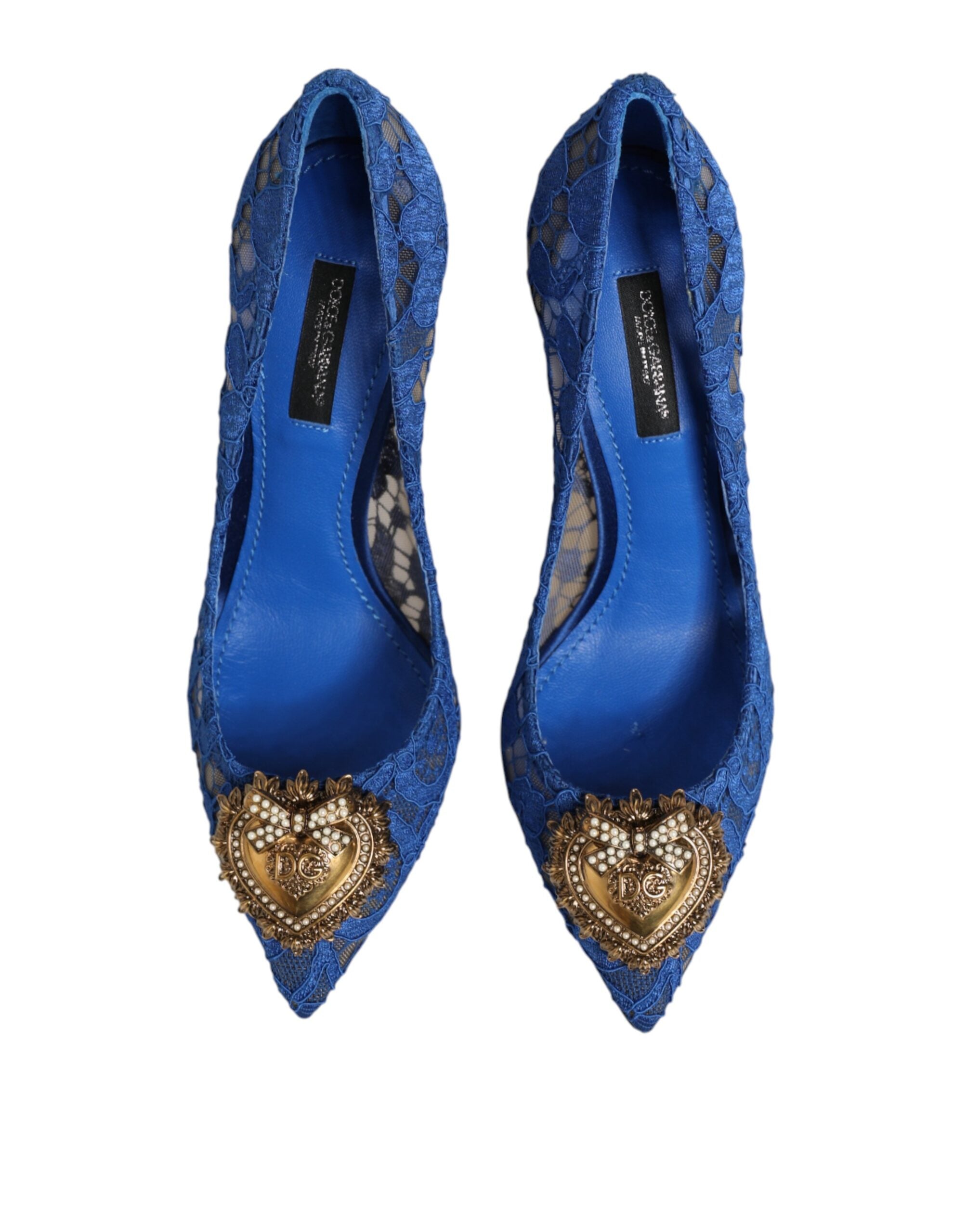Dolce & Gabbana Blå Taormina Lace DEVOTION Pumps Sko