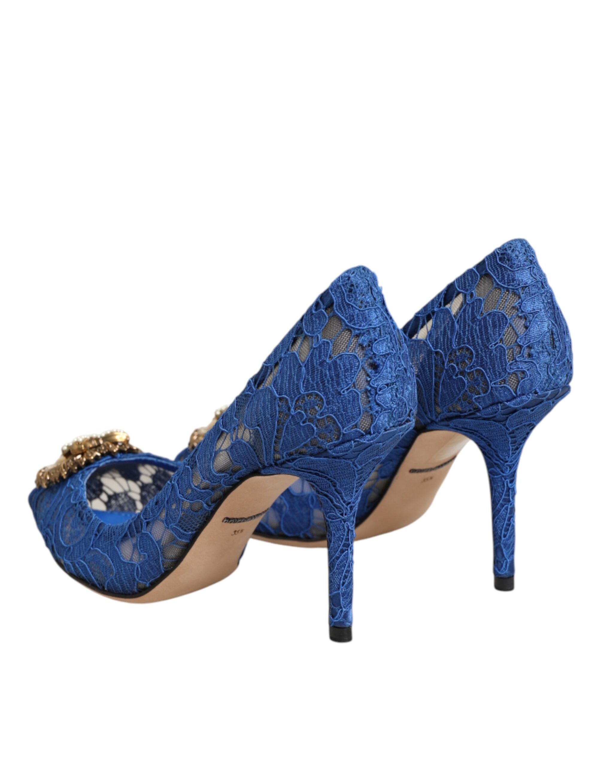 Dolce & Gabbana Blå Taormina Lace DEVOTION Pumps Sko
