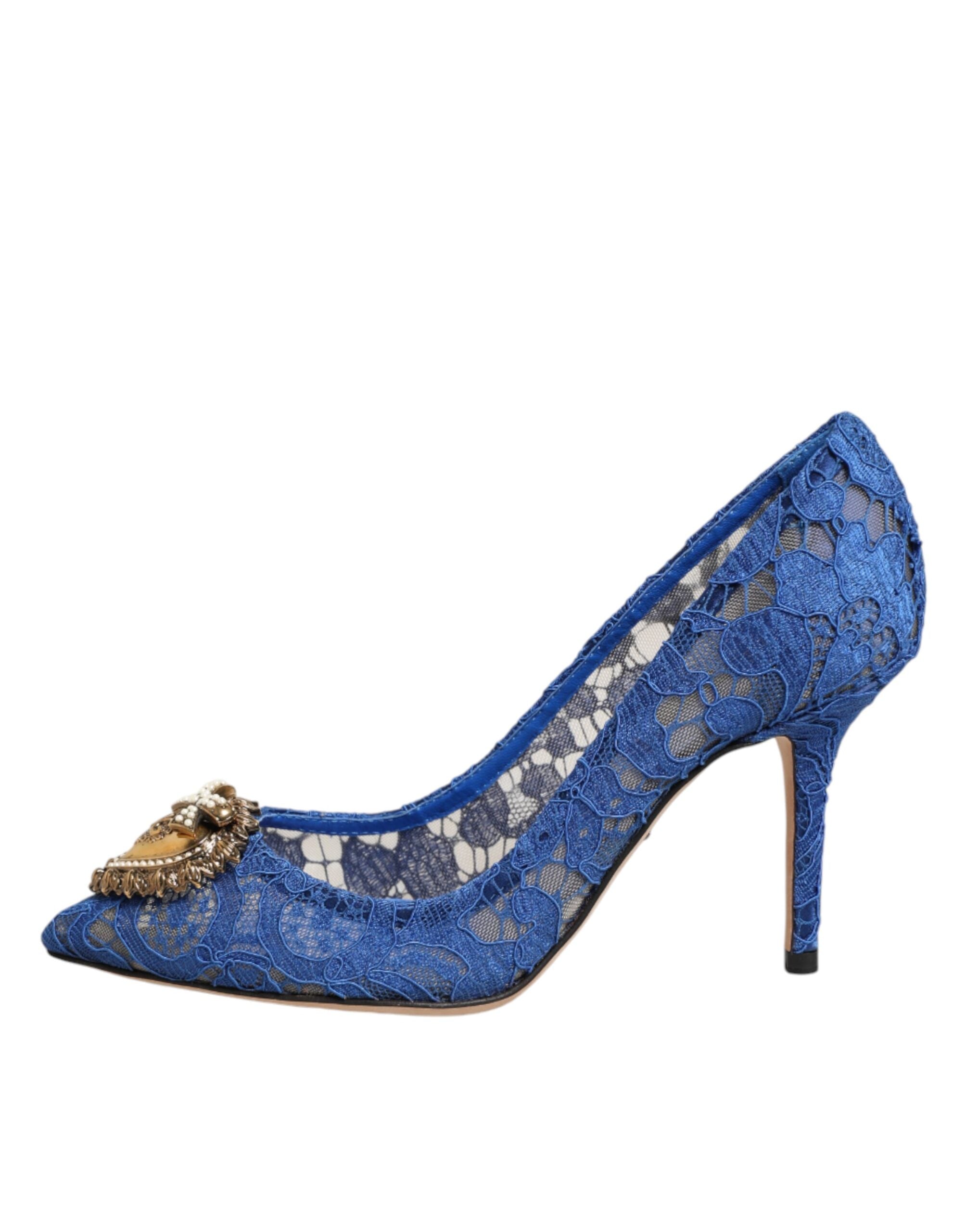 Dolce & Gabbana Blå Taormina Lace DEVOTION Pumps Sko