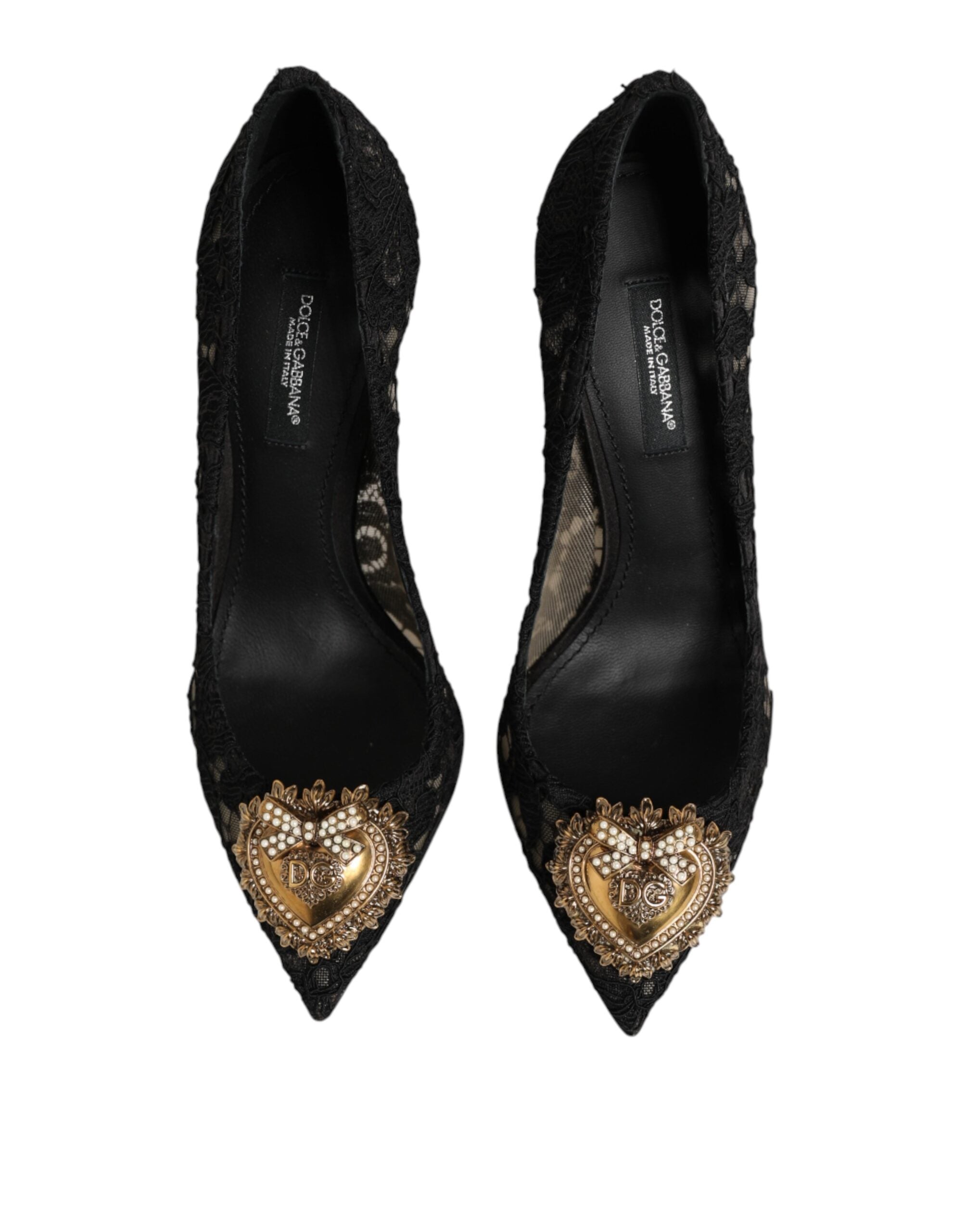 Dolce & Gabbana Sorte Taormina DEVOTION Pumps i Lace-kvalitet