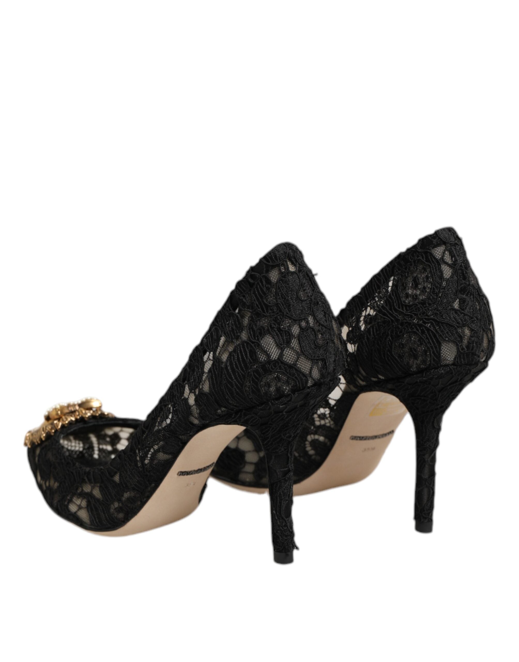 Dolce & Gabbana Sorte Taormina DEVOTION Pumps i Lace-kvalitet