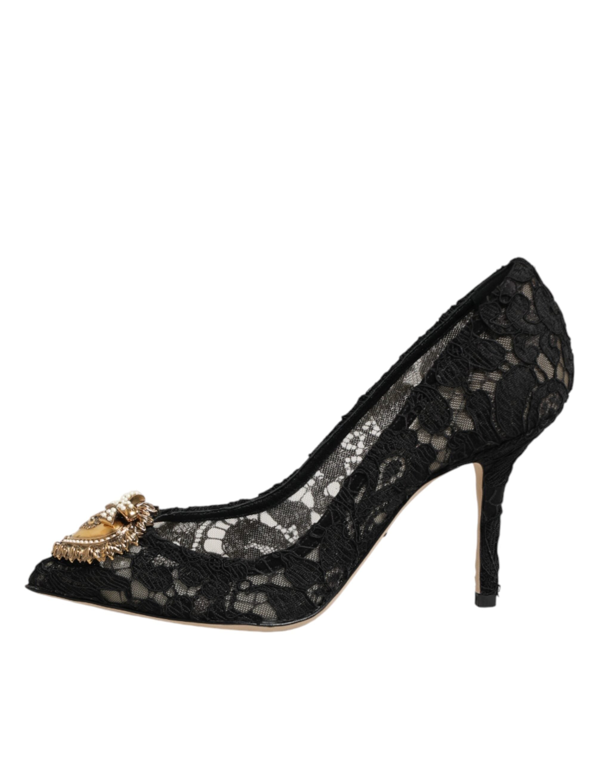 Dolce & Gabbana Sorte Taormina DEVOTION Pumps i Lace-kvalitet