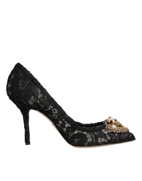 Dolce &amp; Gabbana Sorte Taormina DEVOTION Pumps i Lace-kvalitet