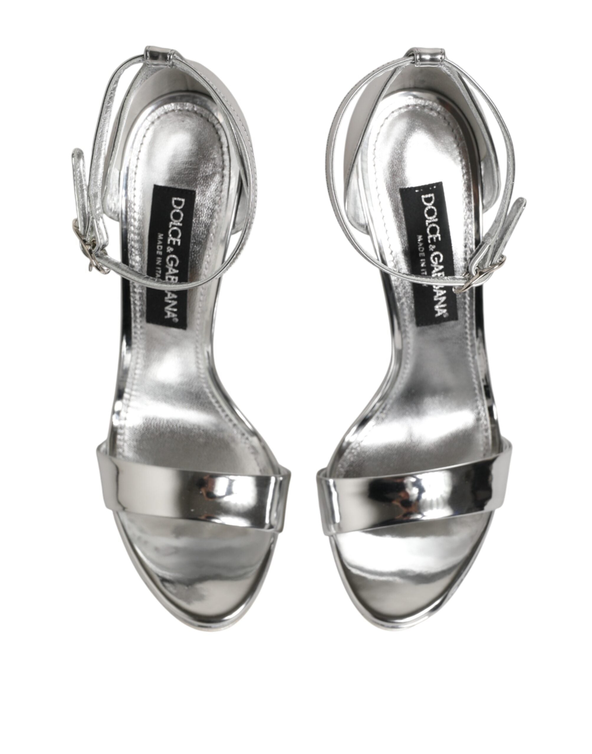 Dolce & Gabbana Silver Leather Platform Keira Sandals Shoes