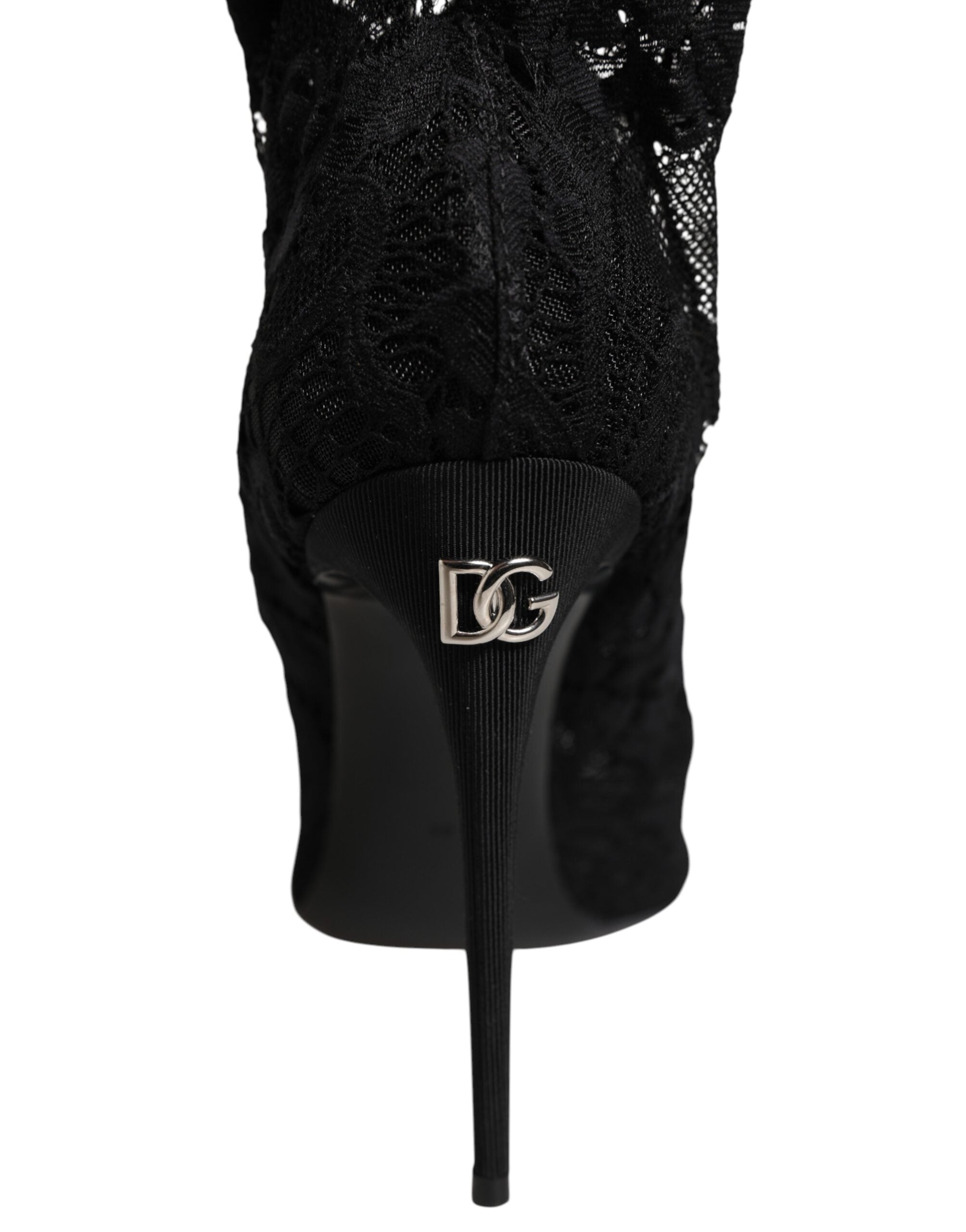 Dolce & Gabbana Sort Stretch Taormina blondestøvler Sko