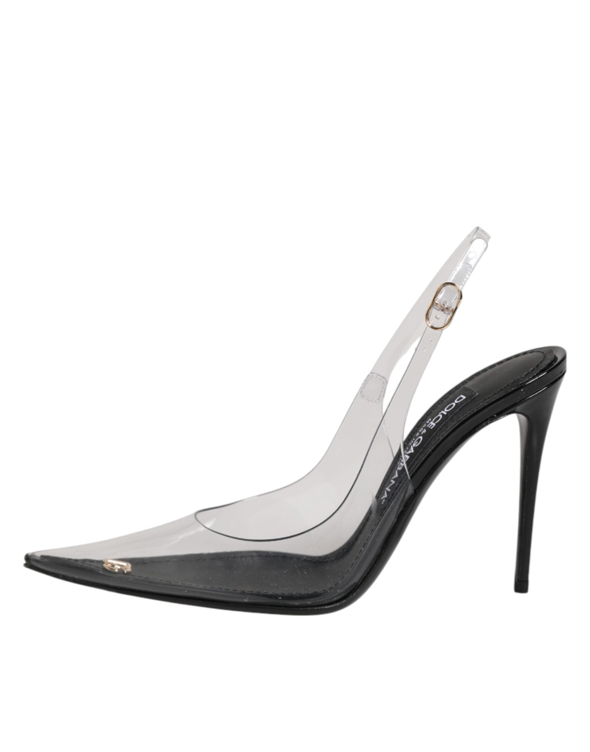 Dolce & Gabbana Sorte Læder Slingback Pumps Sko i Klar PVC