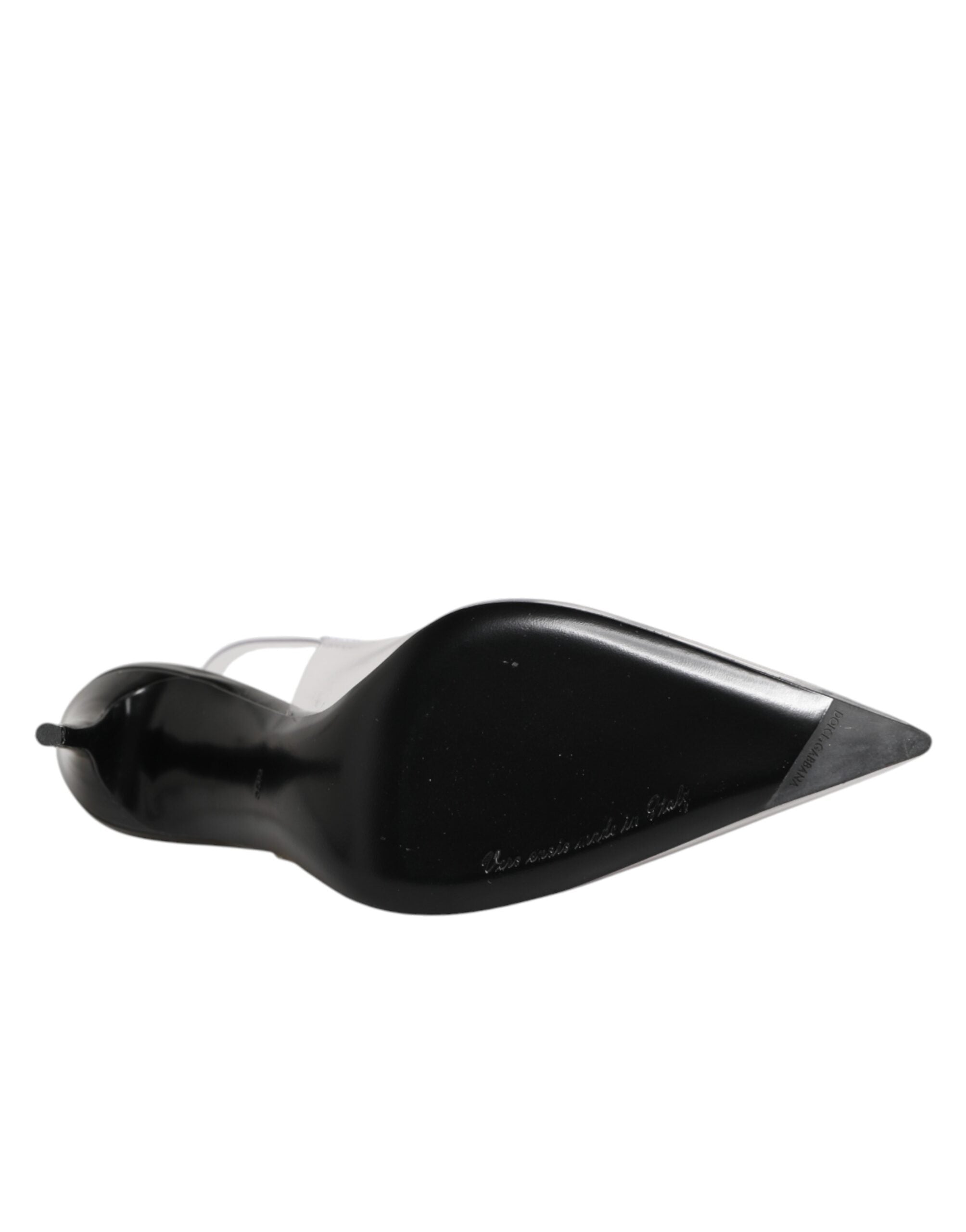 Dolce & Gabbana Sorte Læder Slingback Pumps Sko i Klar PVC