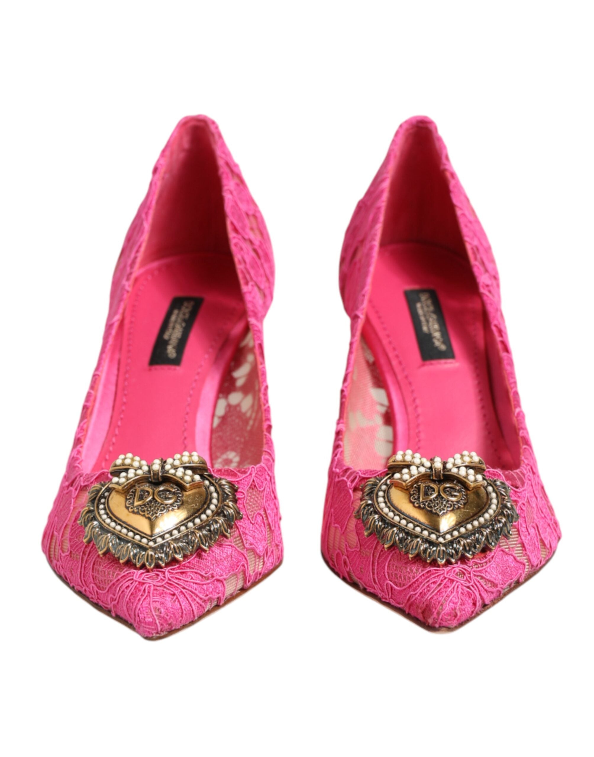 Dolce & Gabbana Pink Taormina Lace DEVOTION Pumps Sko