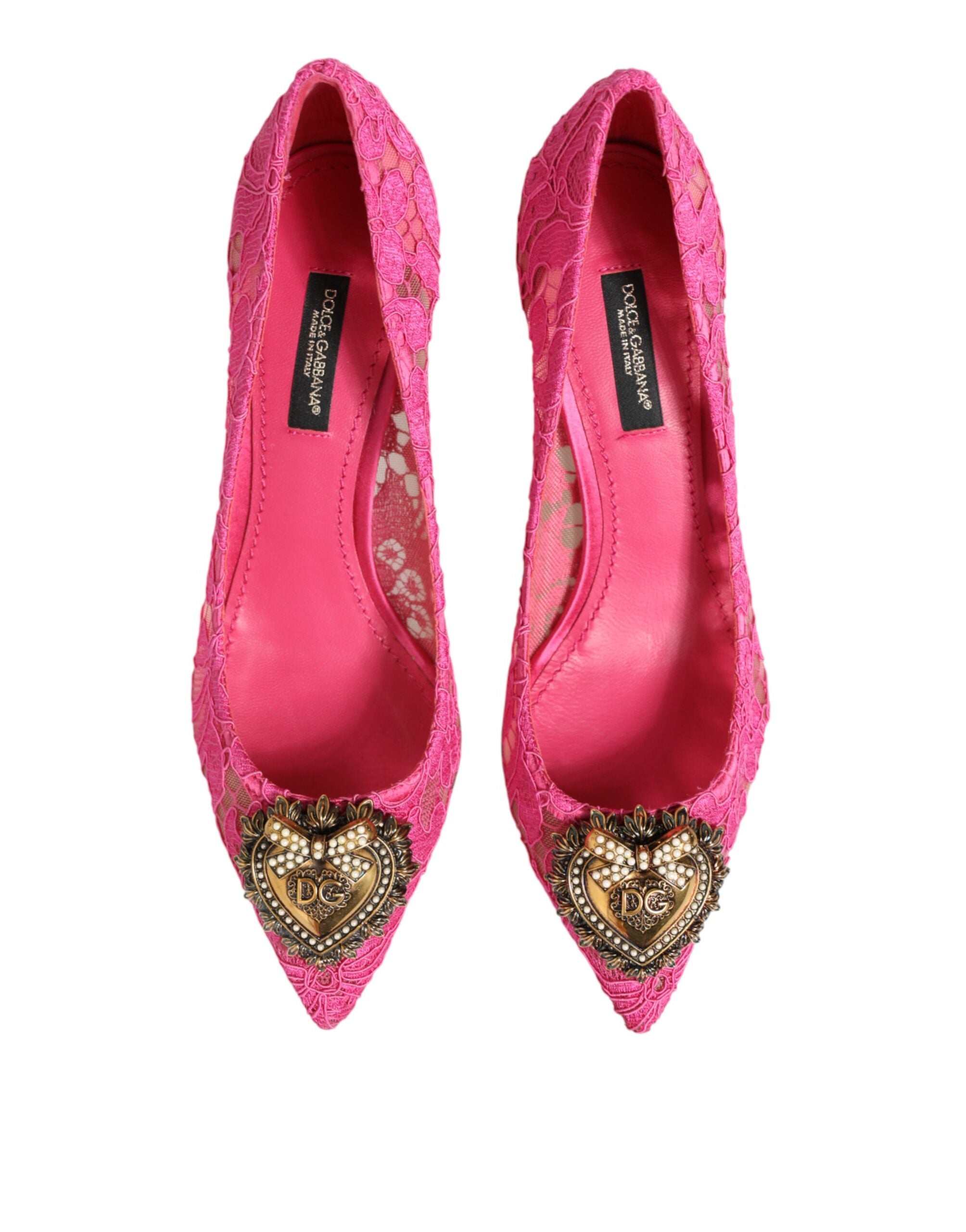 Dolce & Gabbana Pink Taormina Lace DEVOTION Pumps Sko