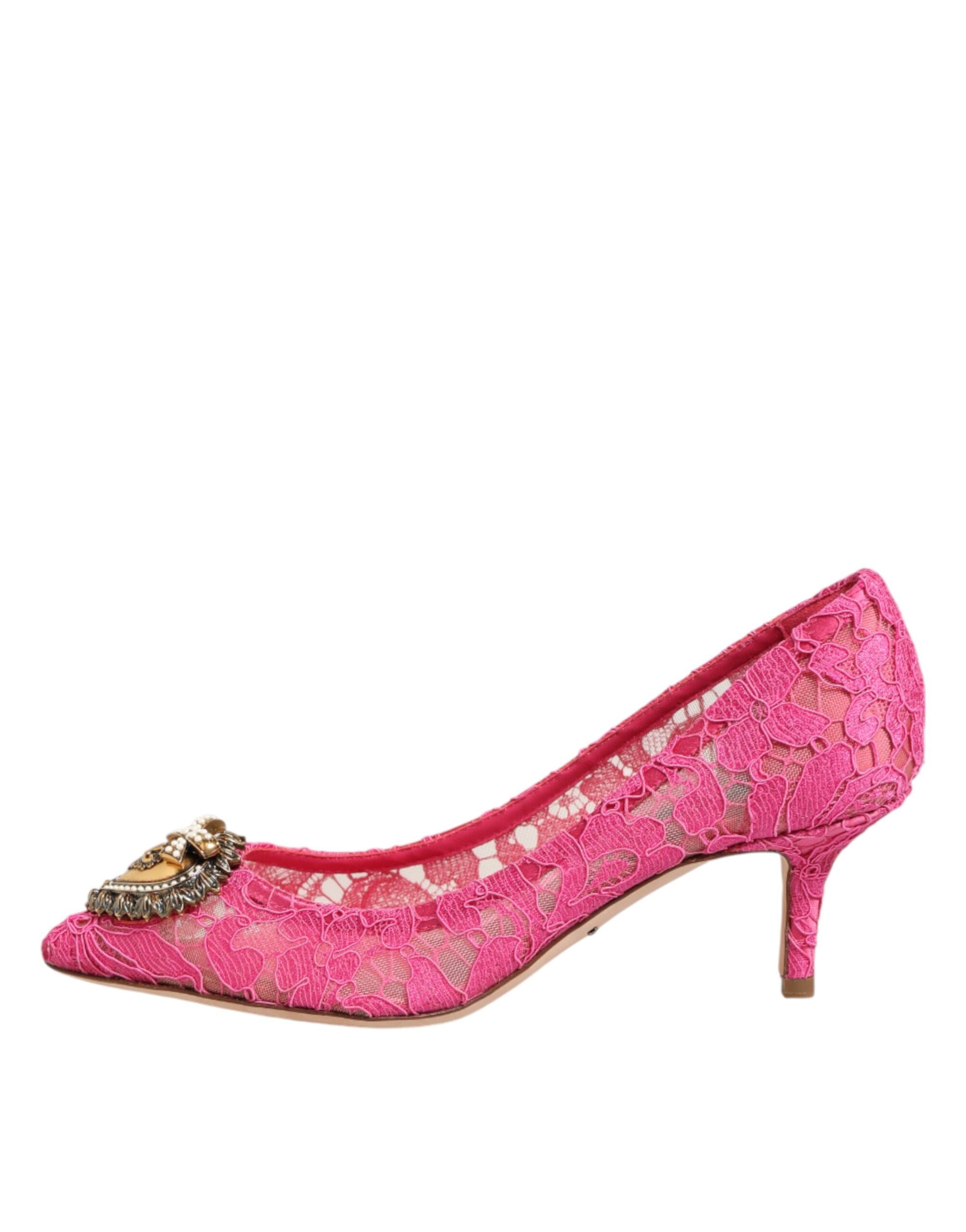 Dolce & Gabbana Pink Taormina Lace DEVOTION Pumps Sko