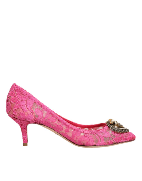 Dolce &amp; Gabbana Pink Taormina Lace DEVOTION Pumps Sko