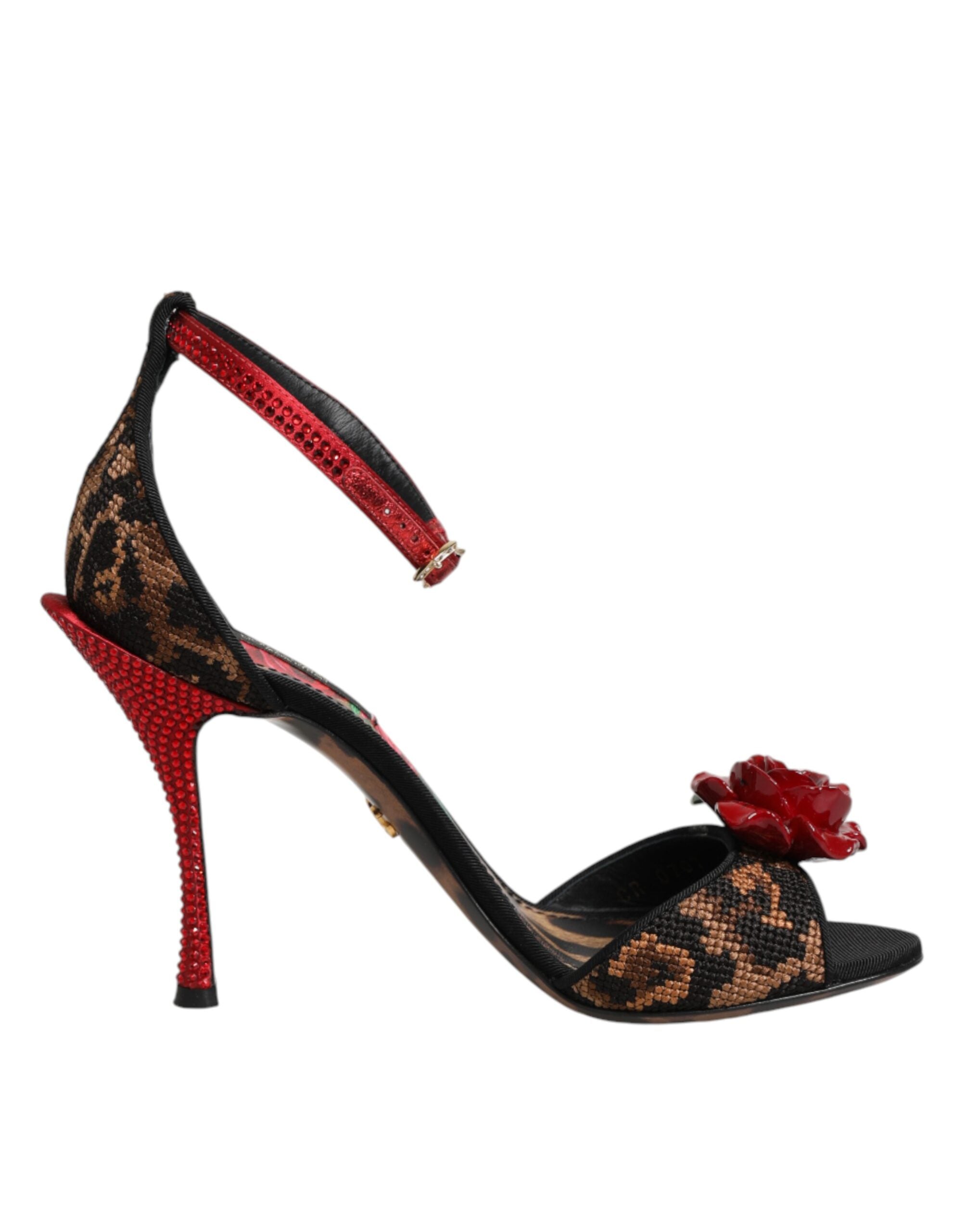 Dolce &amp; Gabbana Brune Leopard Krystal Roser Sandaler Sko