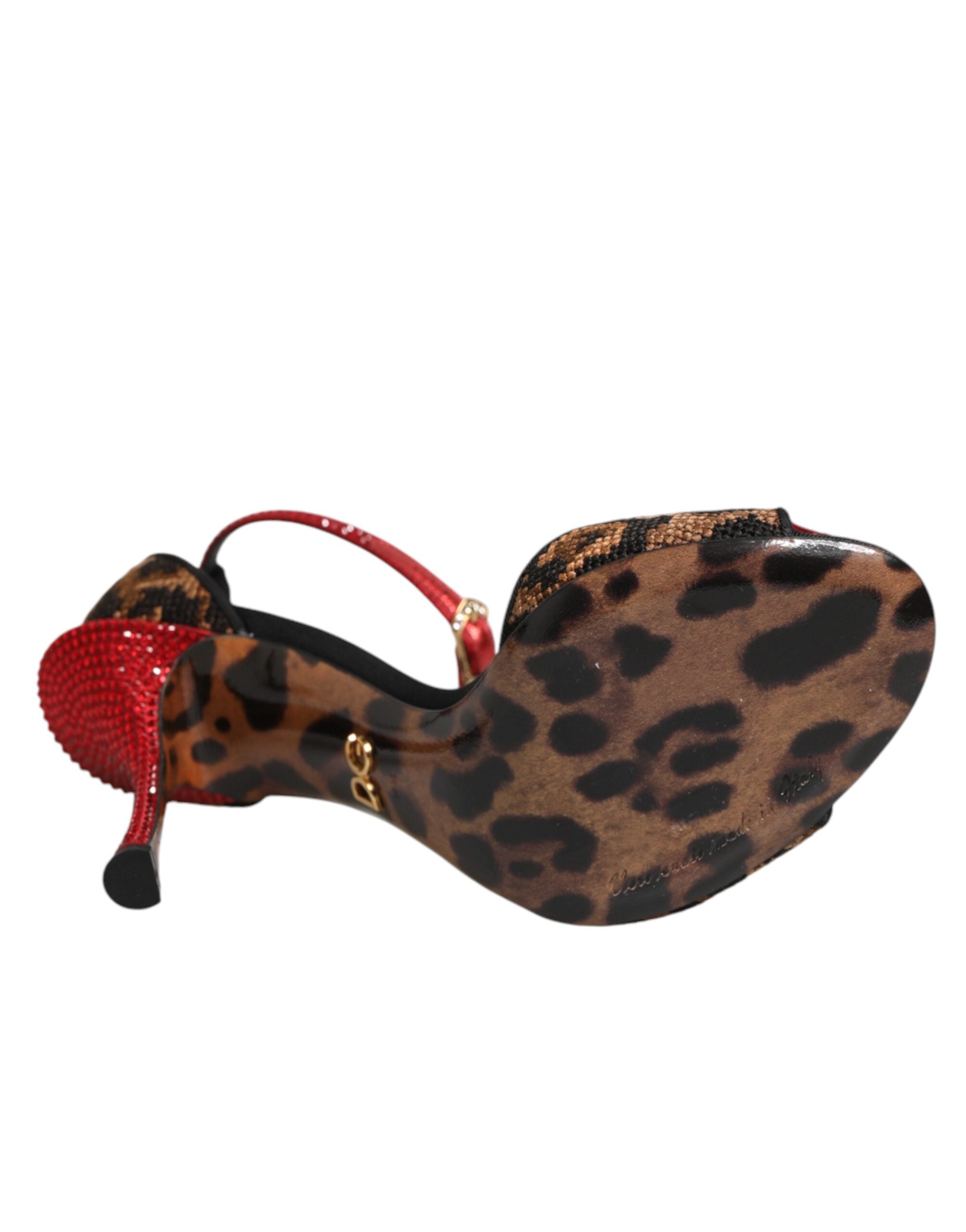 Dolce &amp; Gabbana Brune Leopard Krystal Roser Sandaler Sko